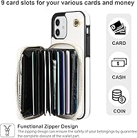 Vista 46 de Bocasal Funda tipo cartera cruzada para iPhone 12/12 Pro, funda de piel con bloqueo RFID y soporte para tarjetas, funda protectora con cremallera