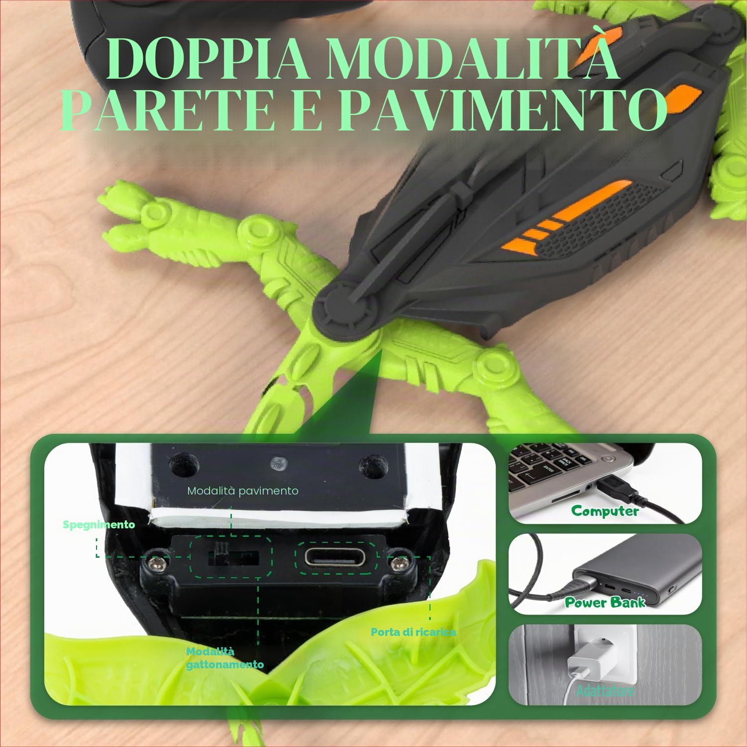 snookids Geco Ragno Robotico, Robot Giocattolo per Giochi Bambini che Si Arrampica su Pareti e Soffitti Occhi Luminosi Movimenti Realistici Regalo Bambini di Compleanno Maschio e Ragazze 3 4 5 6 7 8+