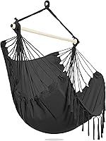 Vista 8 de Silla de Hamaca PNAEUT con Cuerda Colgante para Interior y Exterior para Dormitorio, Patio (Gris)