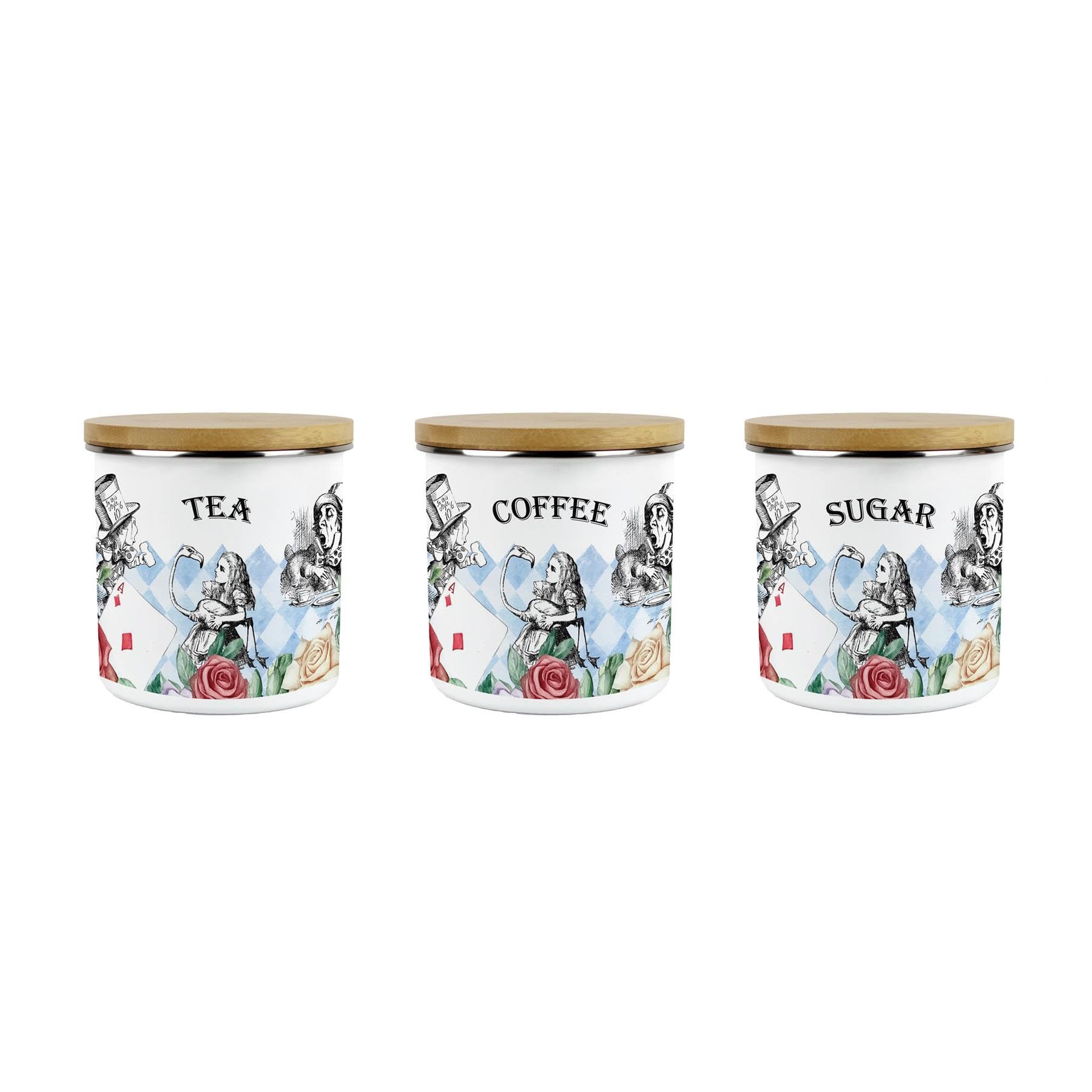 Alice's Adventures in Wonderland Tea, Coffee & Sugar 600ml Kitchen Canisters Set