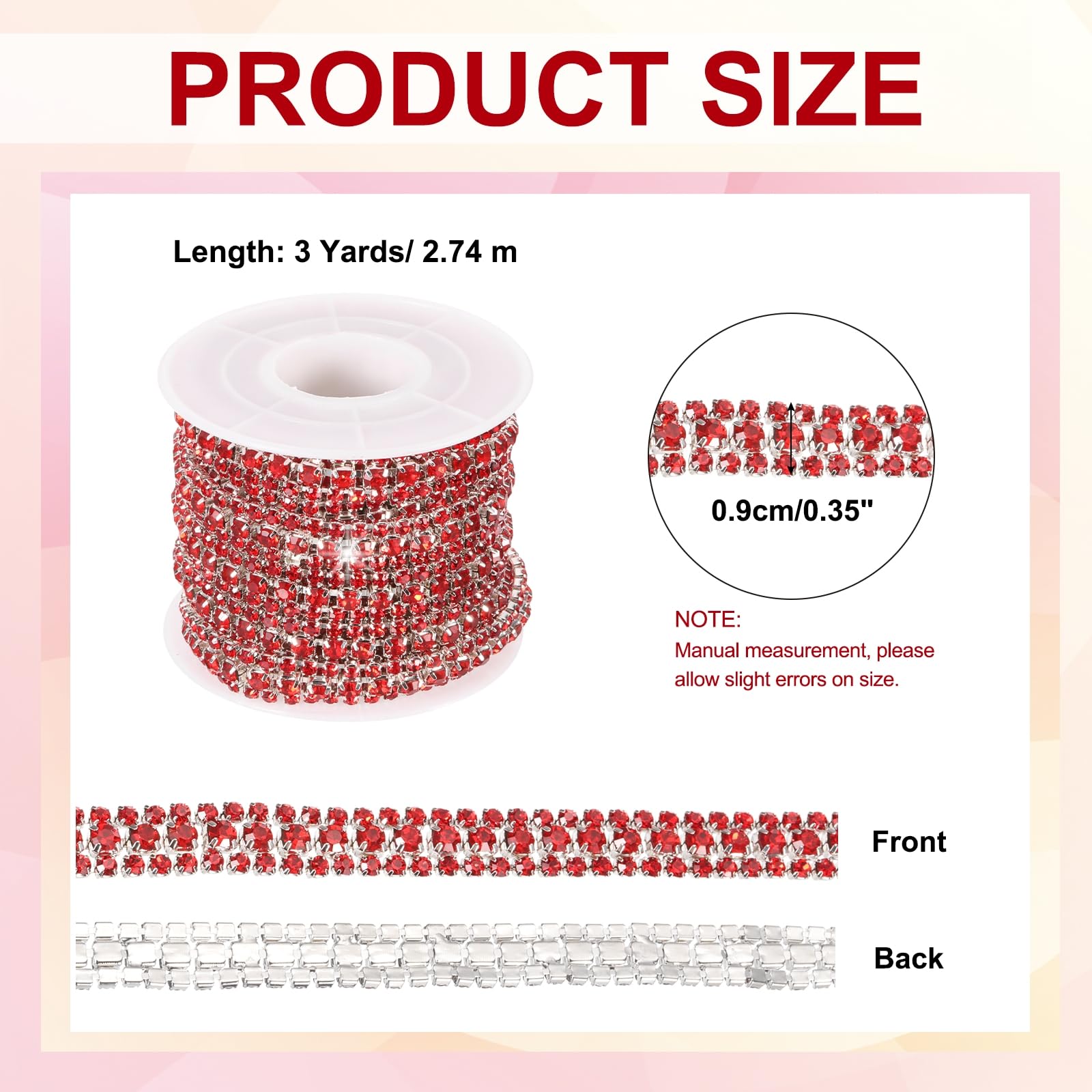 PATIKIL 3 Yards Rhinestone Chain Roll - Image 2