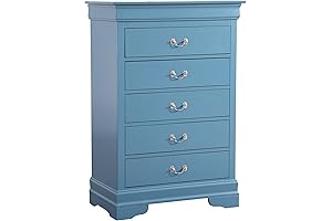 Glory Furniture Louis Phillipe 5 Drawer Teal Dresser