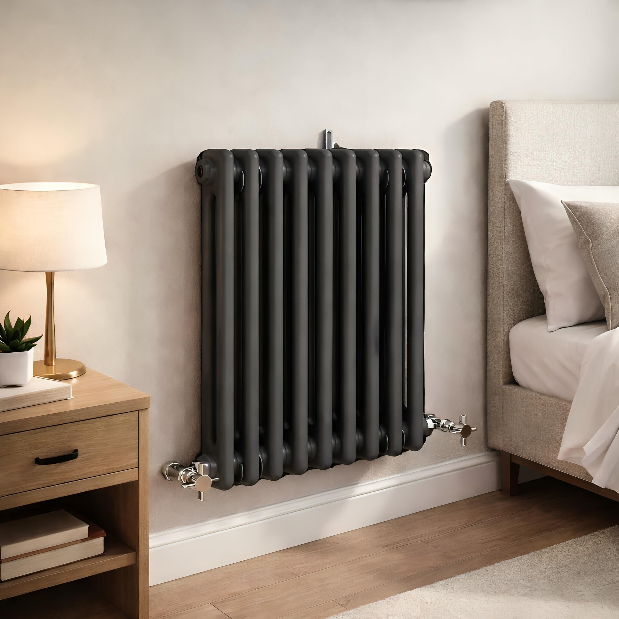 Soportes de radiador de columna tradicionales, 4 unidades, antracita (100 mm (A) x 70 mm (B) x 65 mm (C) x 55 m (profundidad)