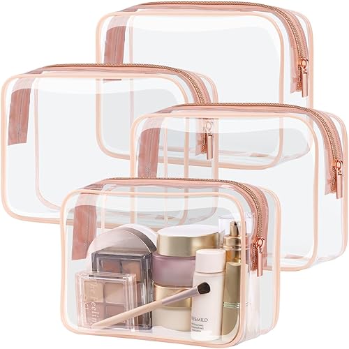 Miniatura 10 de PACKISM Bolsas de maquillaje transparentes, paquete de 2 bolsas de viaje de tamaño de cuarto de galón, bolsas de viaje transparentes aprobadas por