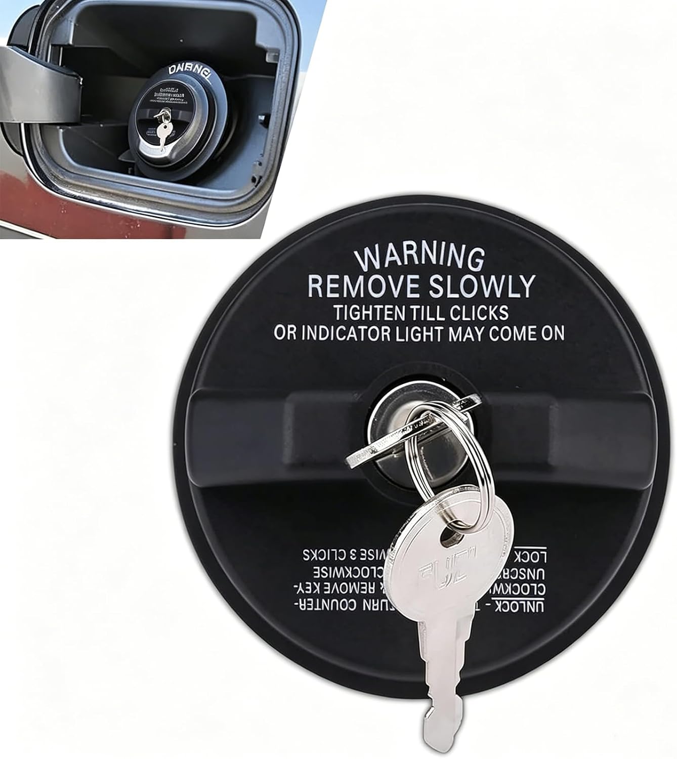 Locking Gas Cap lock, Locking Fuel Cap with Key for 4Runner, Chevy Silverado 1500 2500 3500, Nissan GMC Subaru Buick Gas Lock Fuel Tank Caps Cover Replacement with Key 10504 77300-47020