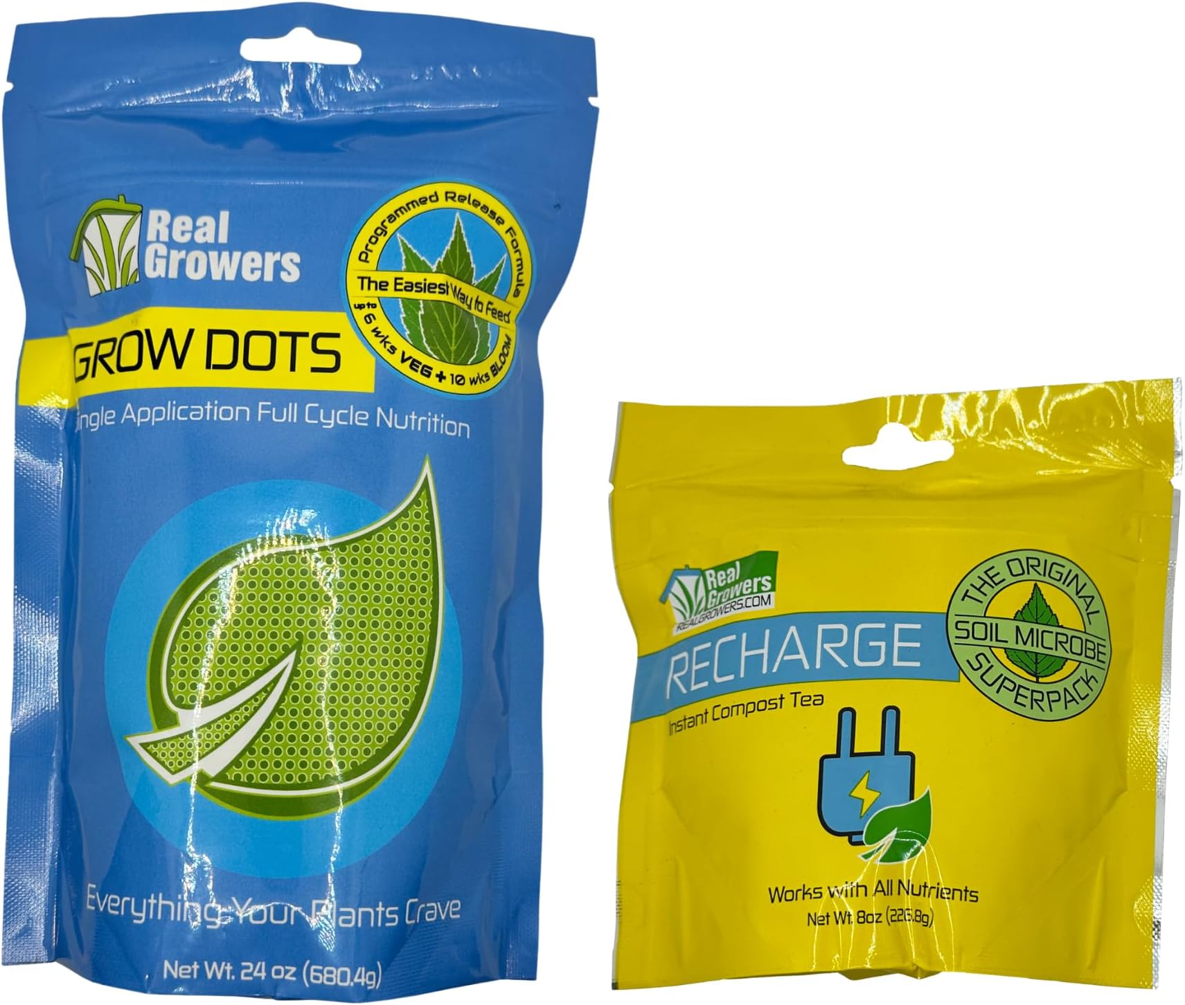 Real Growers Grow Dots 24oz + Recharge 8oz – Complete Grow System – Full Cycle Slow Release Fertilizer & Root Zone Support