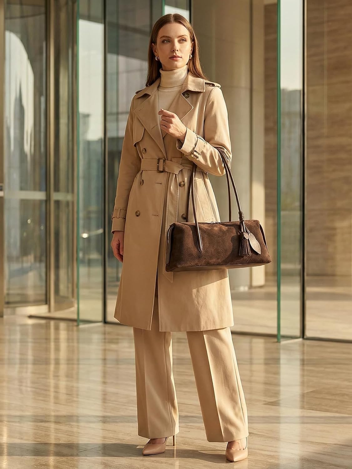 Genuine Suede Leather Shoulder Bag, Soft Hobo Bag for Women, Lightweight Versatile tote handbags Daily commute Usage