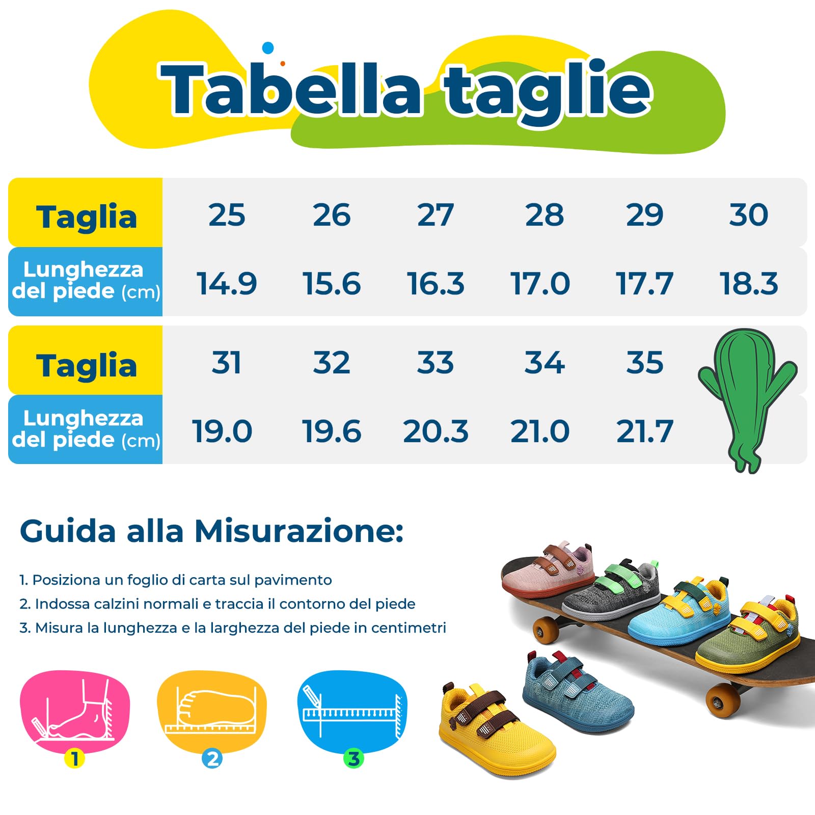 Saguaro Bambini Scarpe Barefoot - Punta Ampia & Suola Zero Drop per Scuola e Vita Quotidiana, Gr.25-36