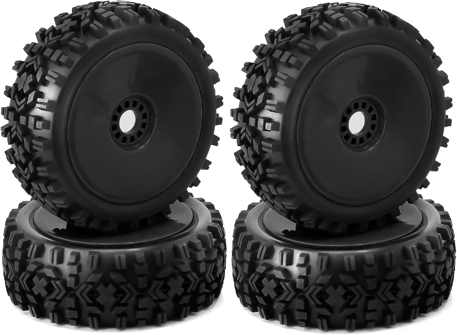 1/8 Buggy Tires OD 118mm and Wheels 17mm Hex Rubber RC Off Road Tyres for 1:8 Scale Buggy Truck Car HSP Kyosho MP10 VRX HPI Hobao ARRMA Typhon 6S 3S Talion Traxxas Losi 8ight 4PCS (Black)