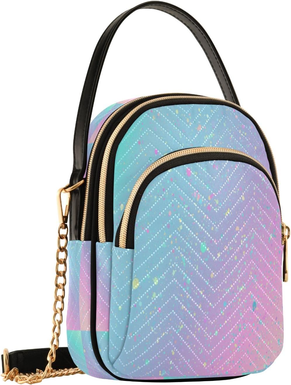 Unicorn Background with Rainbow Crossbody Handbags for Women Casual Leather Shoulder Phone Purse - Image 3