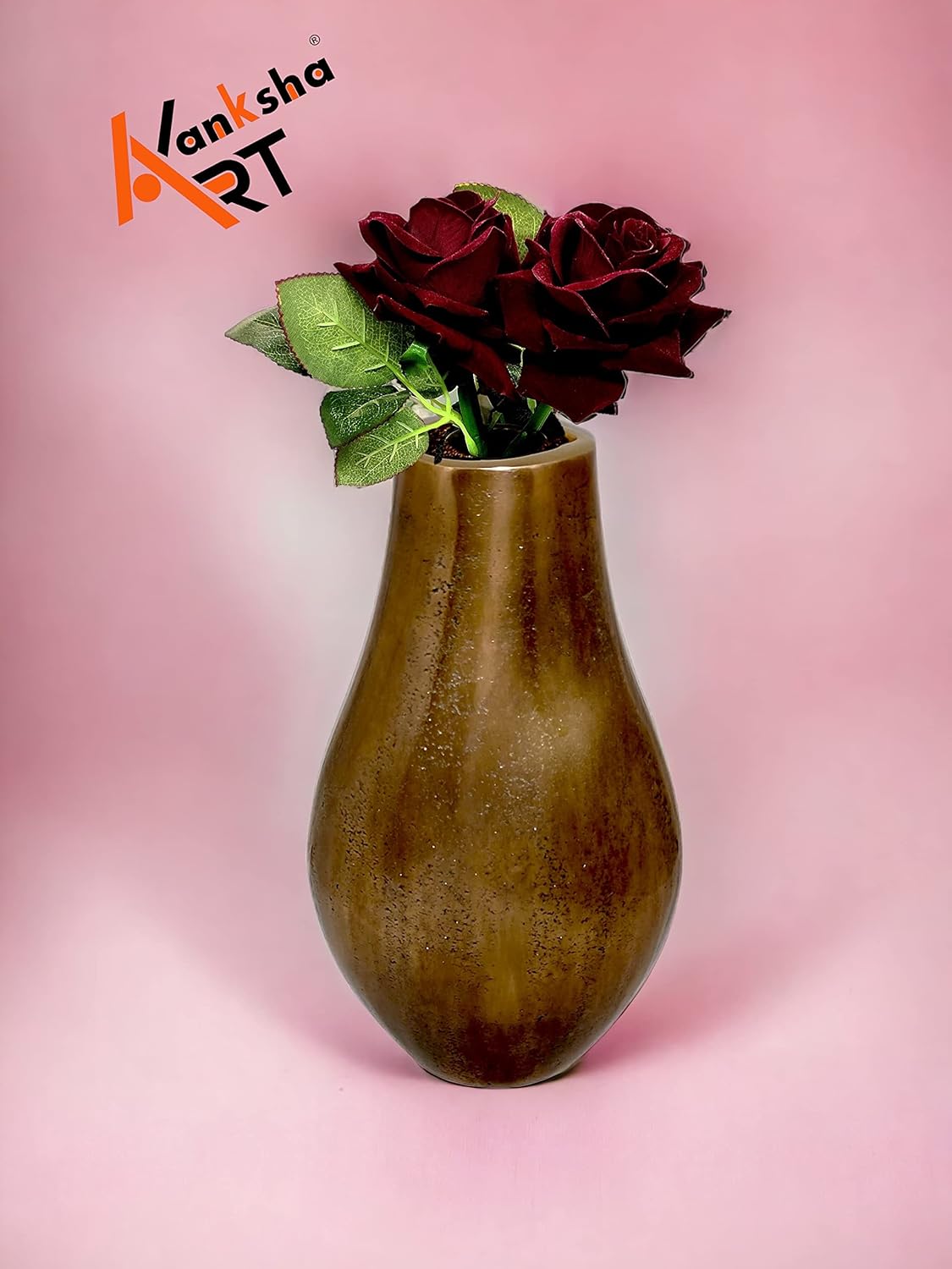 Made of Aluminum- Large 9 inch high Vase - A Rare Indian Decor - Antique Bronze Finish - FIT for Water Filling