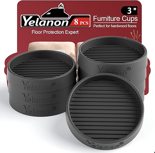 Miniatura 61 de Yelanon Almohadillas antideslizantes para suelos de madera dura, 8 posavasos de muebles de 3 pulgadas, agarres antideslizantes para muebles, patas