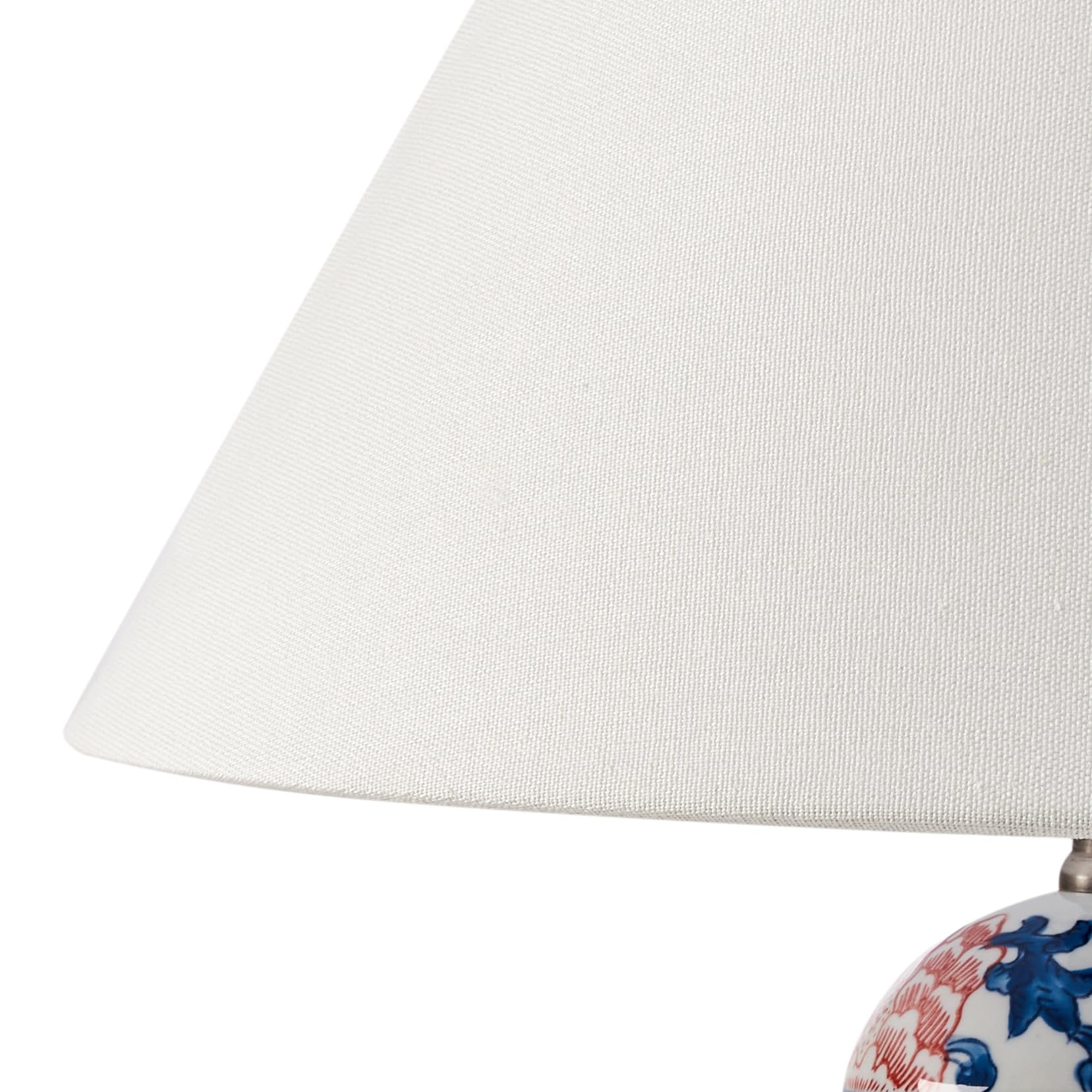 Stylowa lampa stołowa z kwiecistym wzorem porcelanowa podstawa lniany materiałowy klosz oświetlenie biało-niebieska Verusa