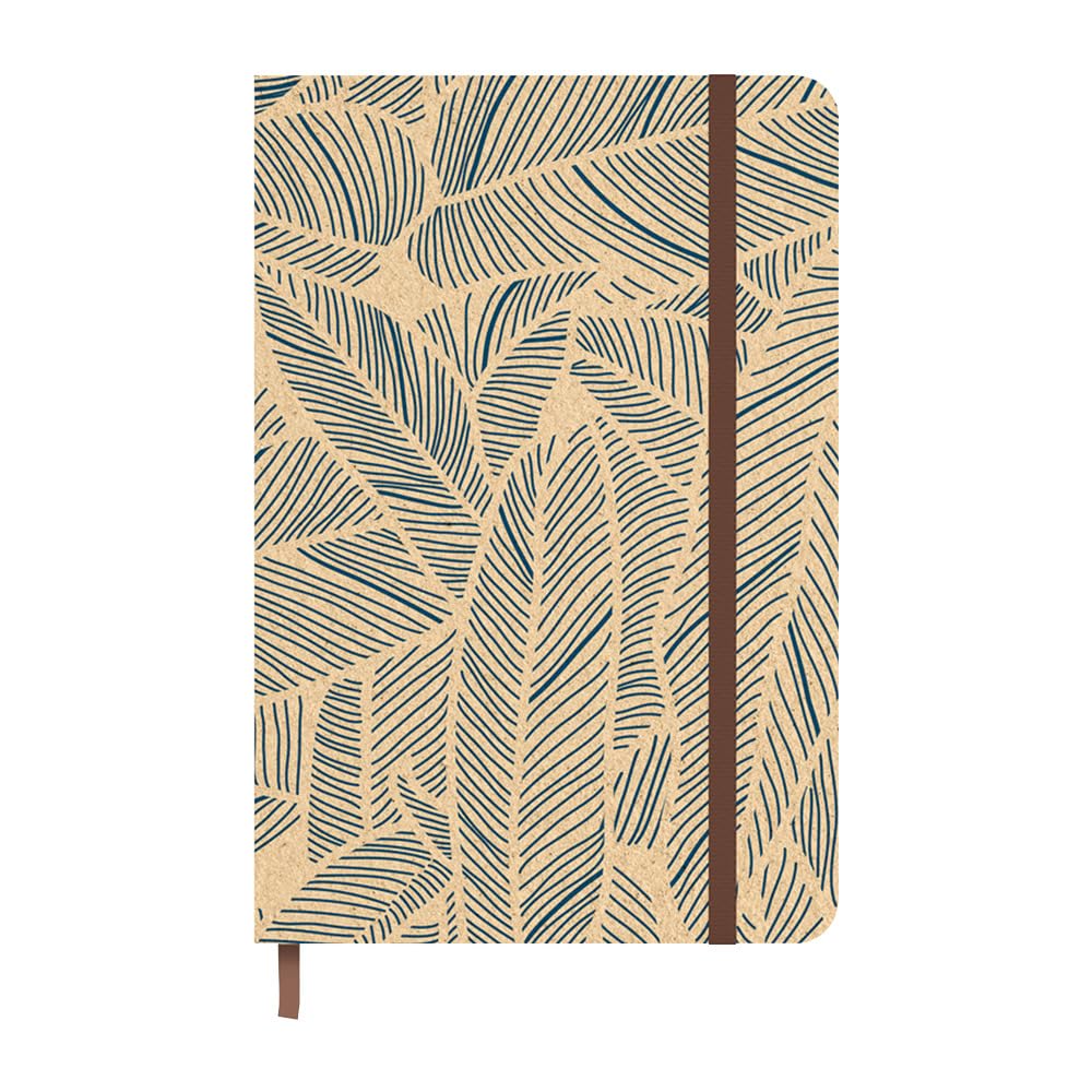 Idena 11178 Pocket Diary 2025 in Format 9 x 14 cm, 1 Week on 1 Page, Diary in Light Brown with Leaves Motif, Elastic Band, Inner Pocket and Bookmark