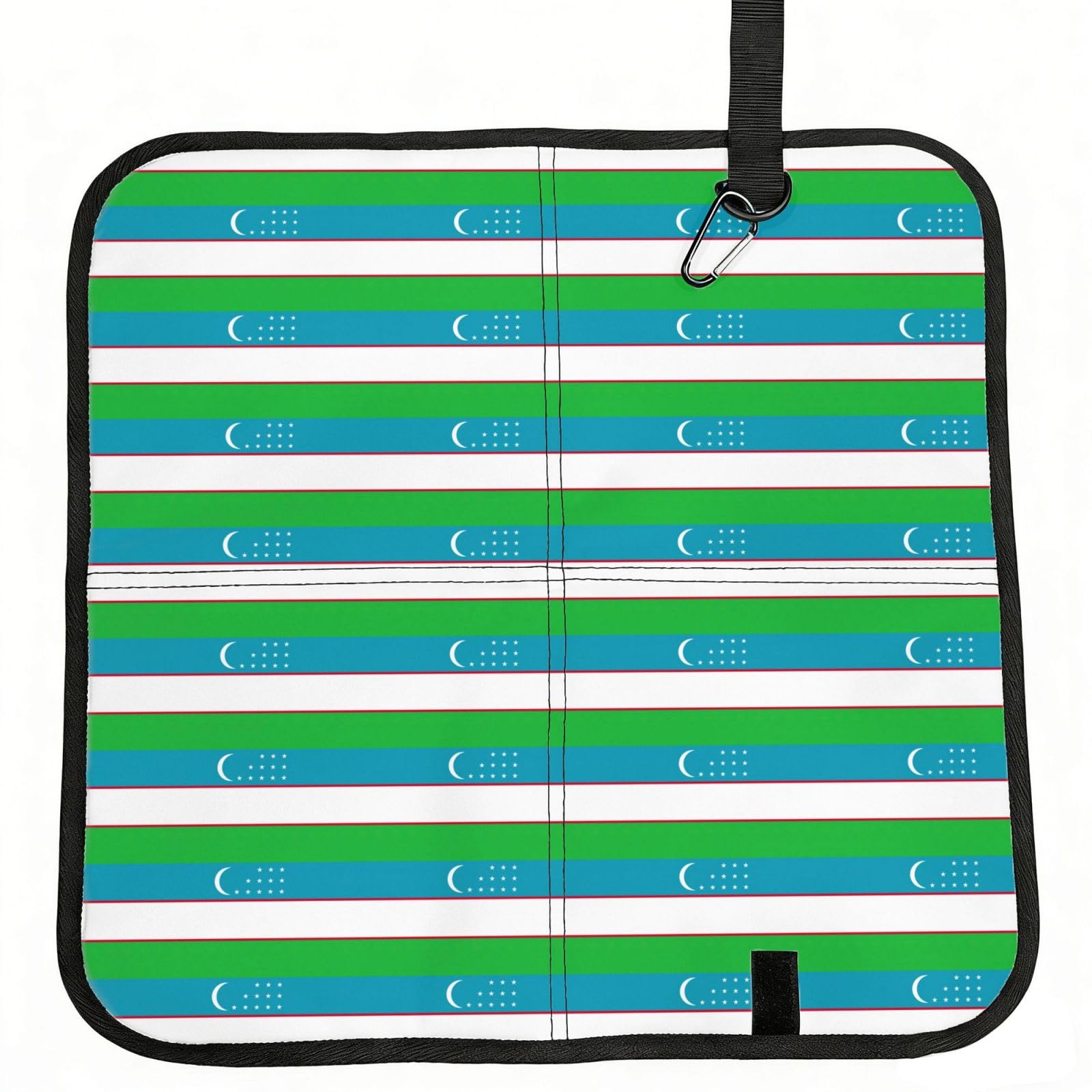 AYYQWE Flag Of The Republic Of Uzbekistan Print Foldable Seat Cushion Portable Chair Pad Office Commuting Picnic Camping Outdoor