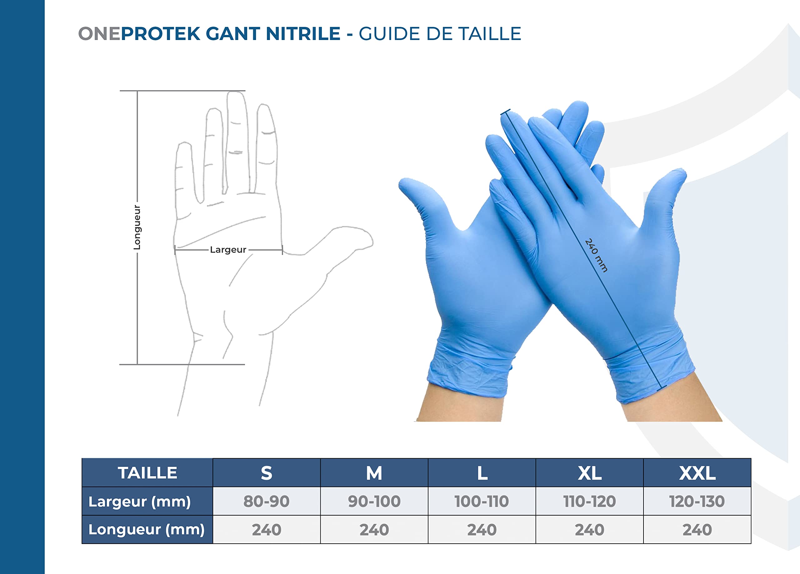 Guantes nitrilo desechables Talla XL - Juego de 10x 100 PCS/Caja, Azul - Sin látex sin polvo – Resistentes y multiusos