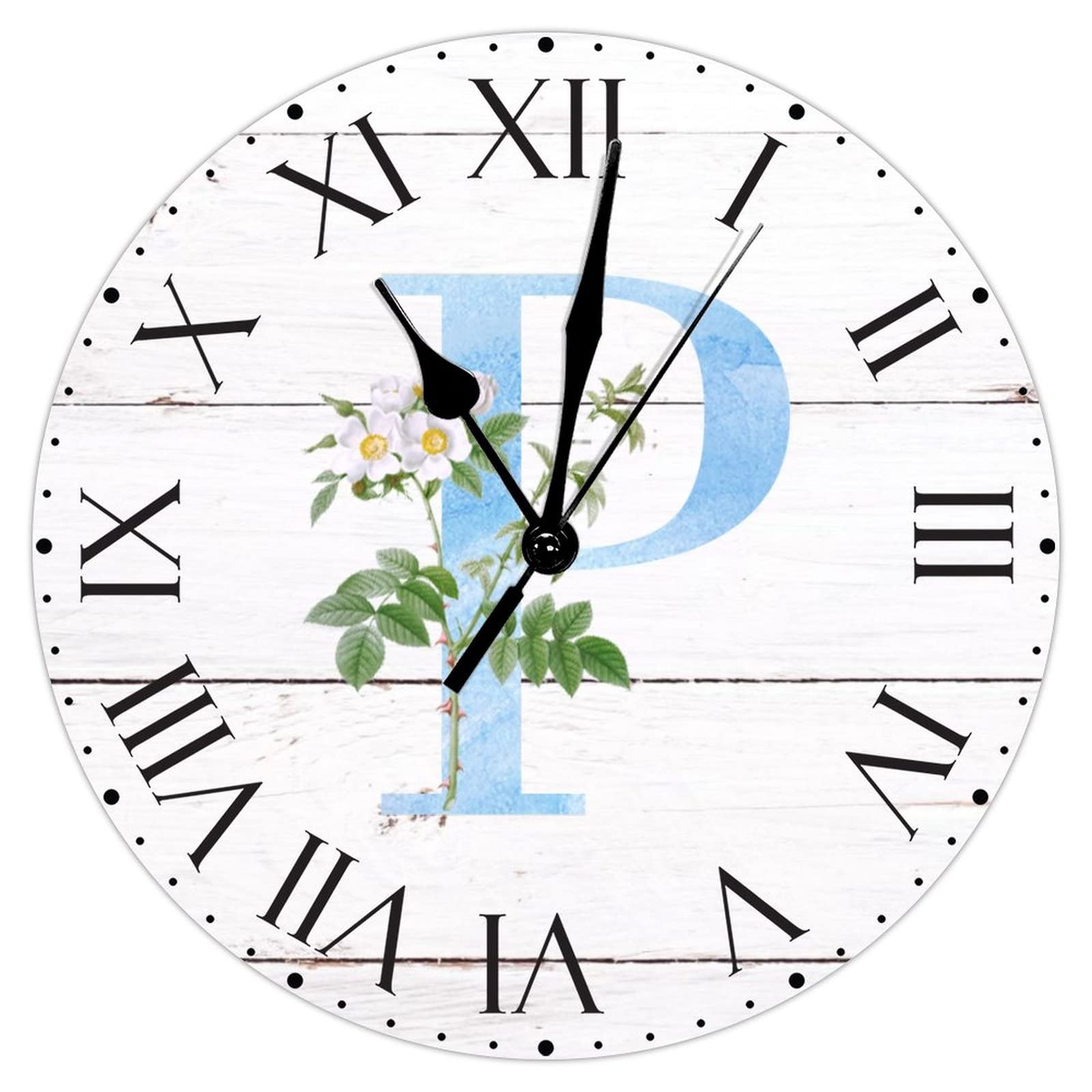 Horloge murale alphabet monogramme P en PVC blanc de 30 cm