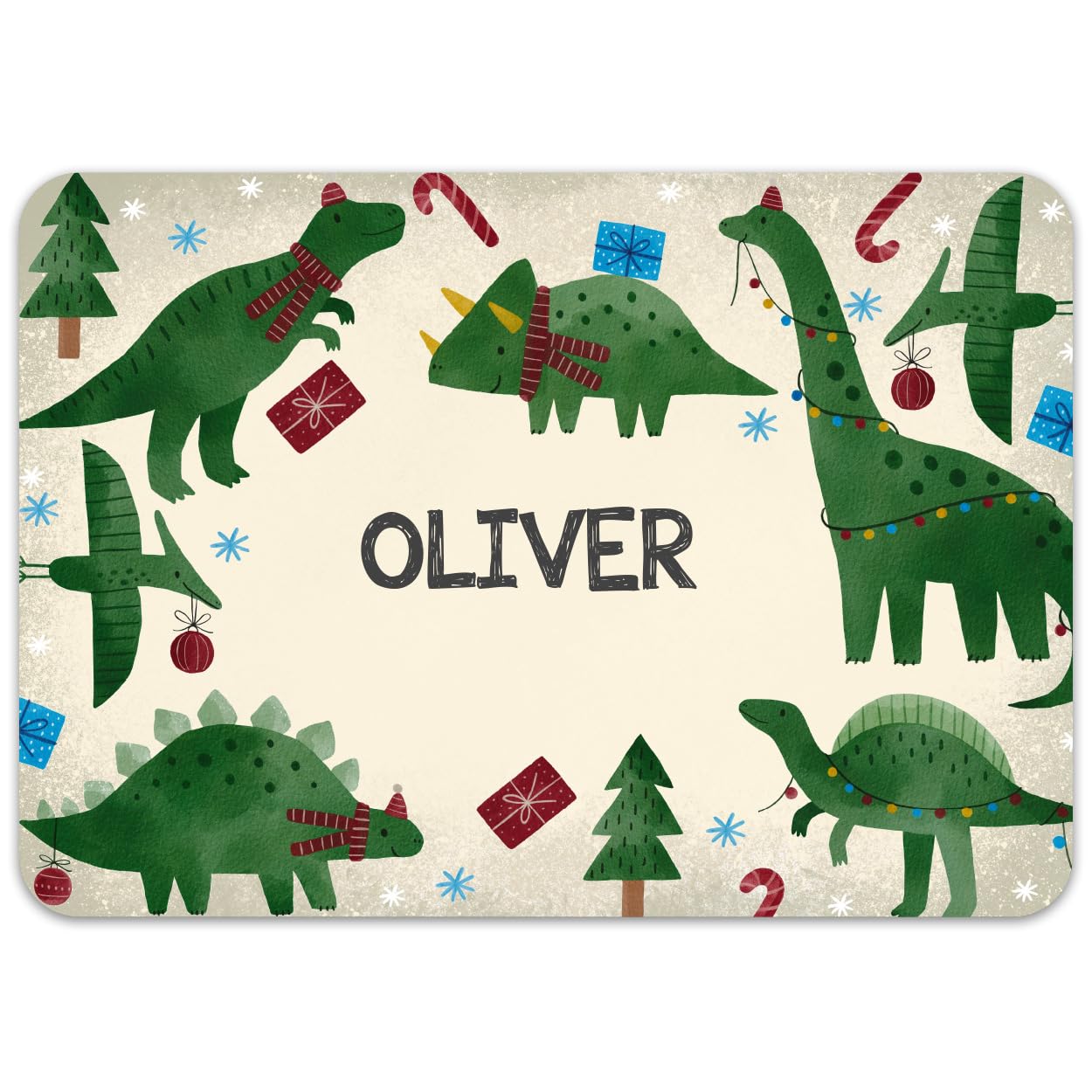 Paper Themes Personalised Christmas Placemats (Christmas Dinosaur Pattern)