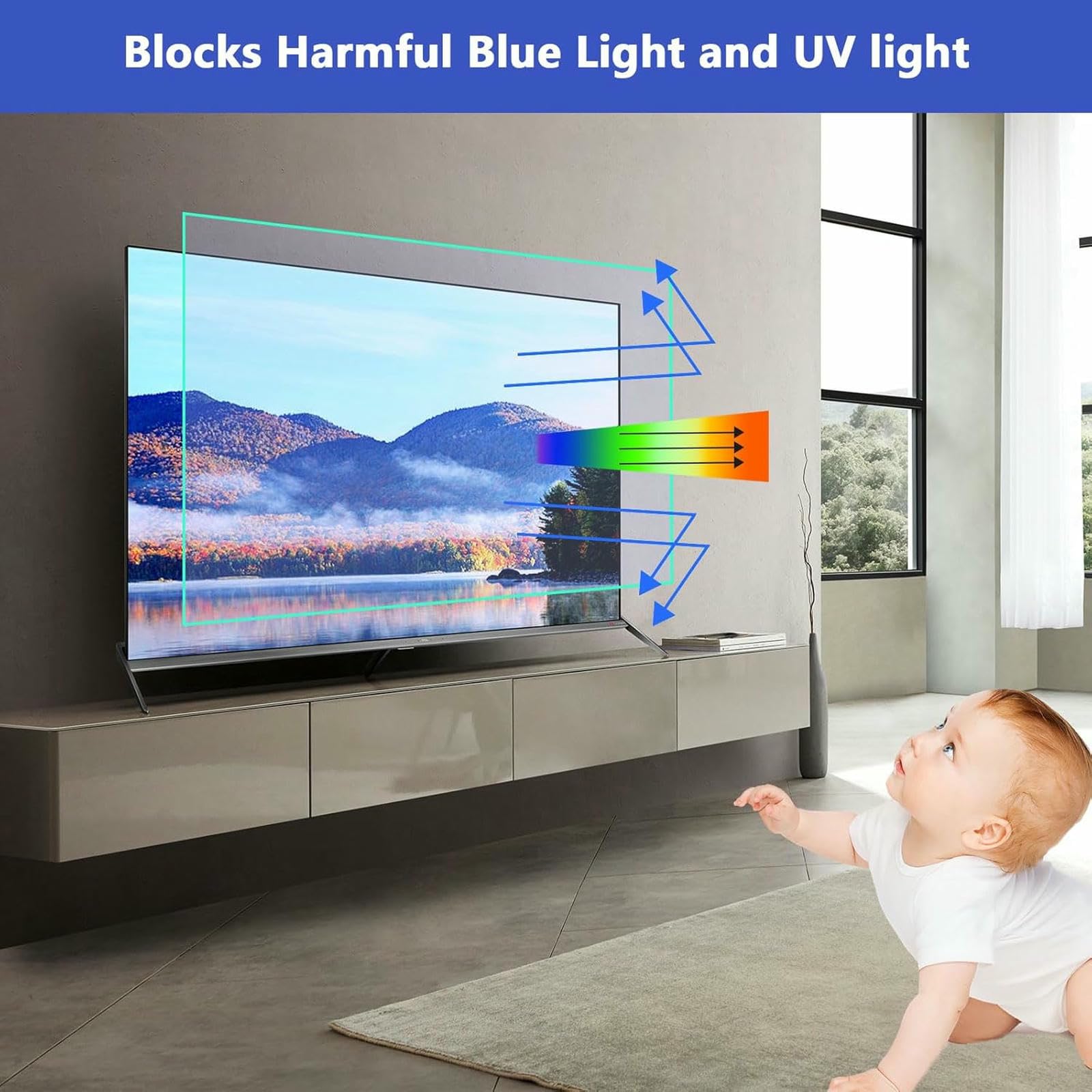32In 42 En Anti Luz Azul Protector De Pantalla De Bloqueo, Antireflectante Al Aire Libre, Filtro De Pantalla De Bloqueo De Luz Azul De Película Mate De Resplandor, 42 En 917 Mmx516 Mm