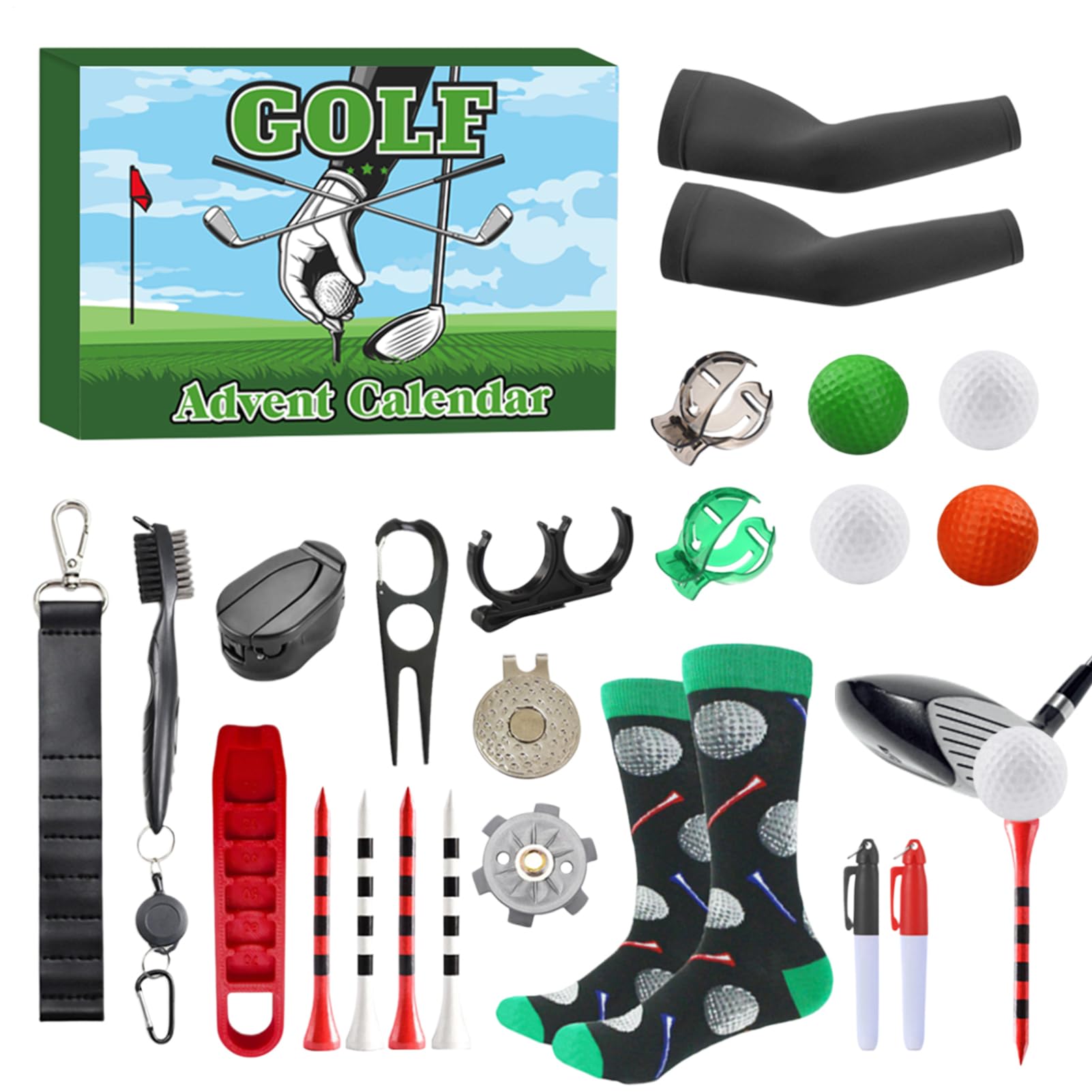 Calendario De Adviento Golf Pelotas Golf Tees Marcadores 24 Días Adviento
