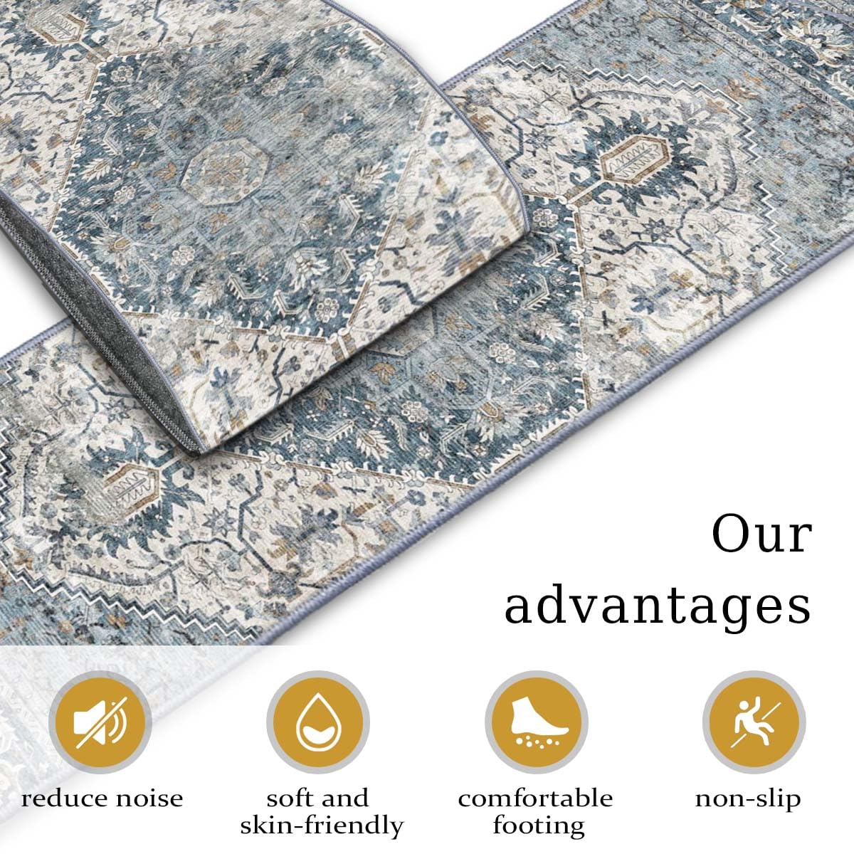 8”x 30” Carpet Stair, Anti-Slip Carpet Treads for Wooden Steps, Self-Adhesive Decorative Stair Runners, Slip-Resistant Treads for Indoor Wooden Staircases (15, Blue, 8X30 inch)