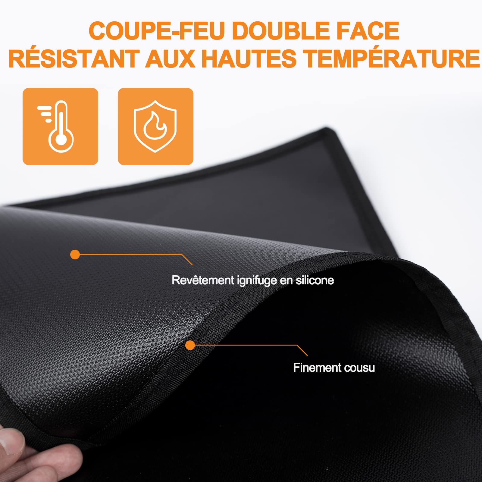 Tapis de Barbecue 130x160cm Anti Feu BBQ Pliable Réutilisable Étanche pour Sol d'Extérieur