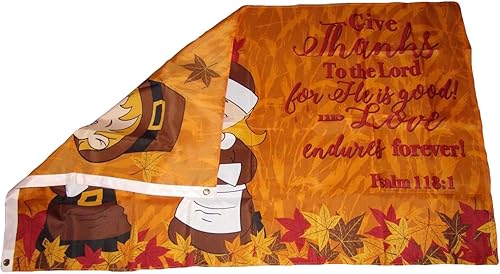 Miniatura 3 de MWS Bandera de 3 x 5 pulgadas, oración de Acción de Gracias, salmo 118:1, con ojales de alta calidad, de nailon de poliéster, doble costura,