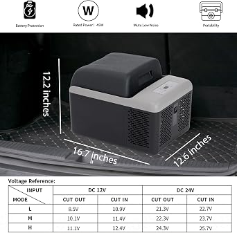 Alpicool C12PT Portable Car Freezer Cooler, 12 Volt Car Refrigerator, 12 Quart Fast Cooling, with 12/24V DC and 100-240V AC for Outdoor, Camping, RV, Truck (Black&Grey)