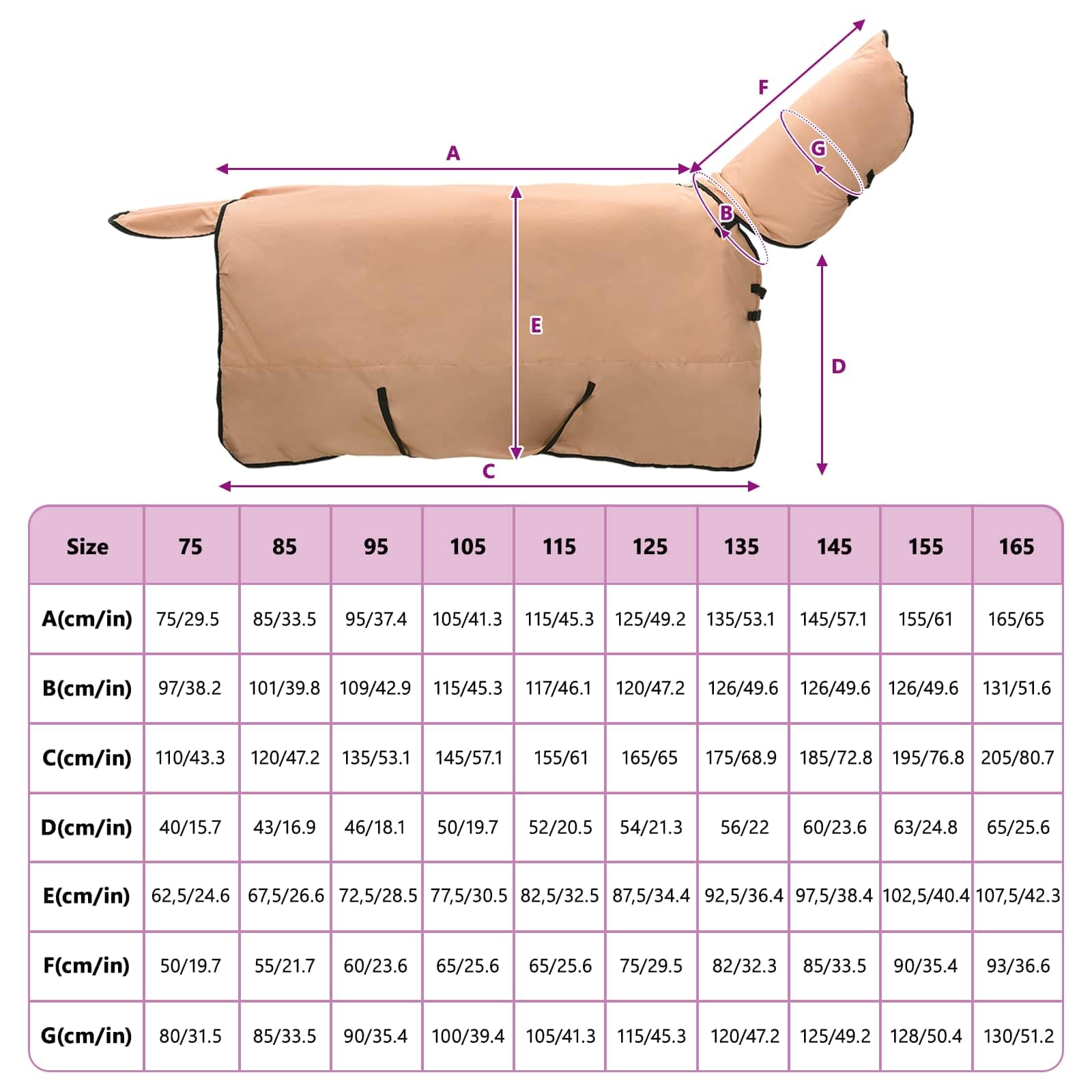 Manta para Caballo Capuchino 165 cm Poliéster,Deportes,Actividades al Aire Libre,Equitación,Cuidado de Caballos,Mantas y Capas para Caballos,2.164kg-42013186