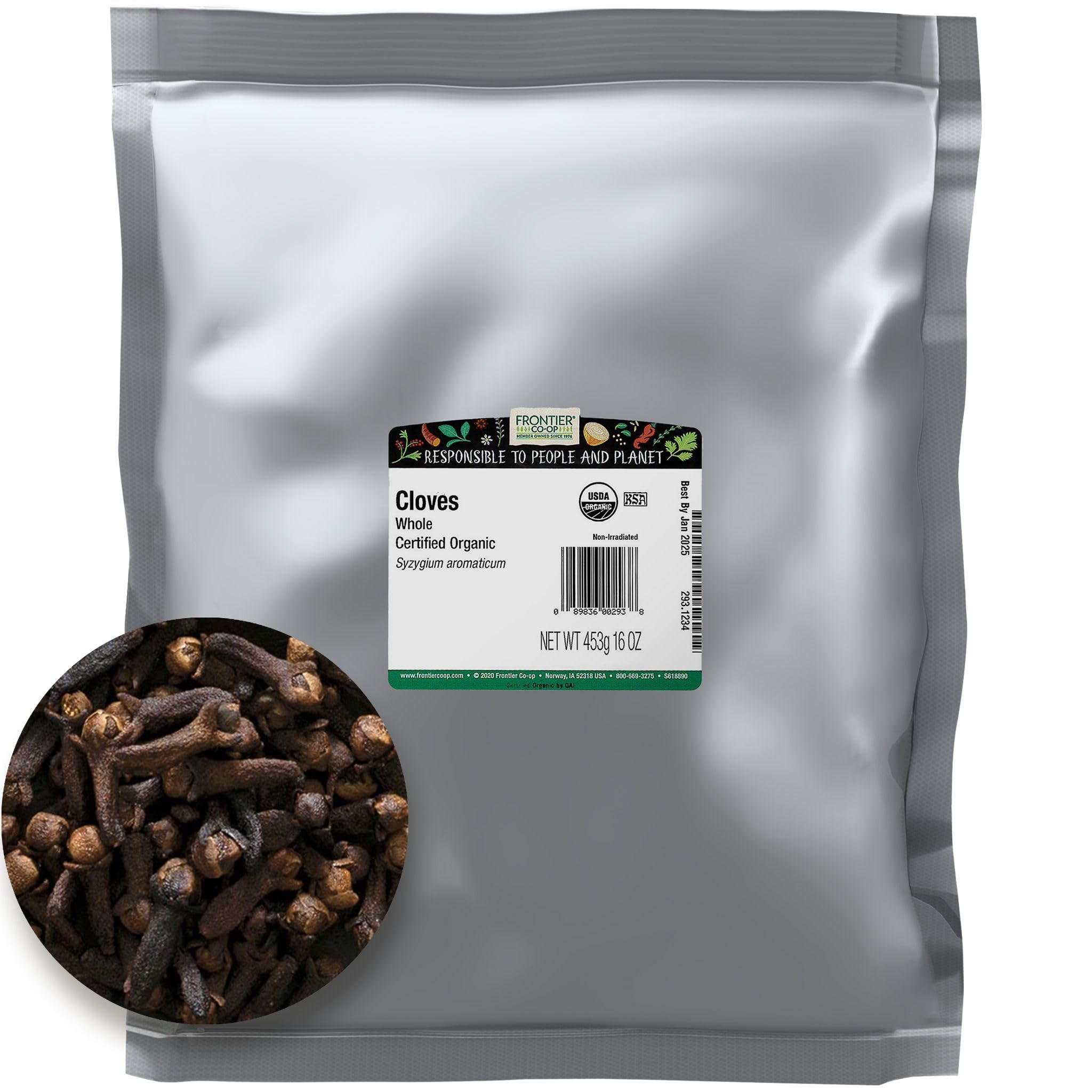 Frontier Bulk Cloves Whole, Hand Select Organic, 1 lb. Package