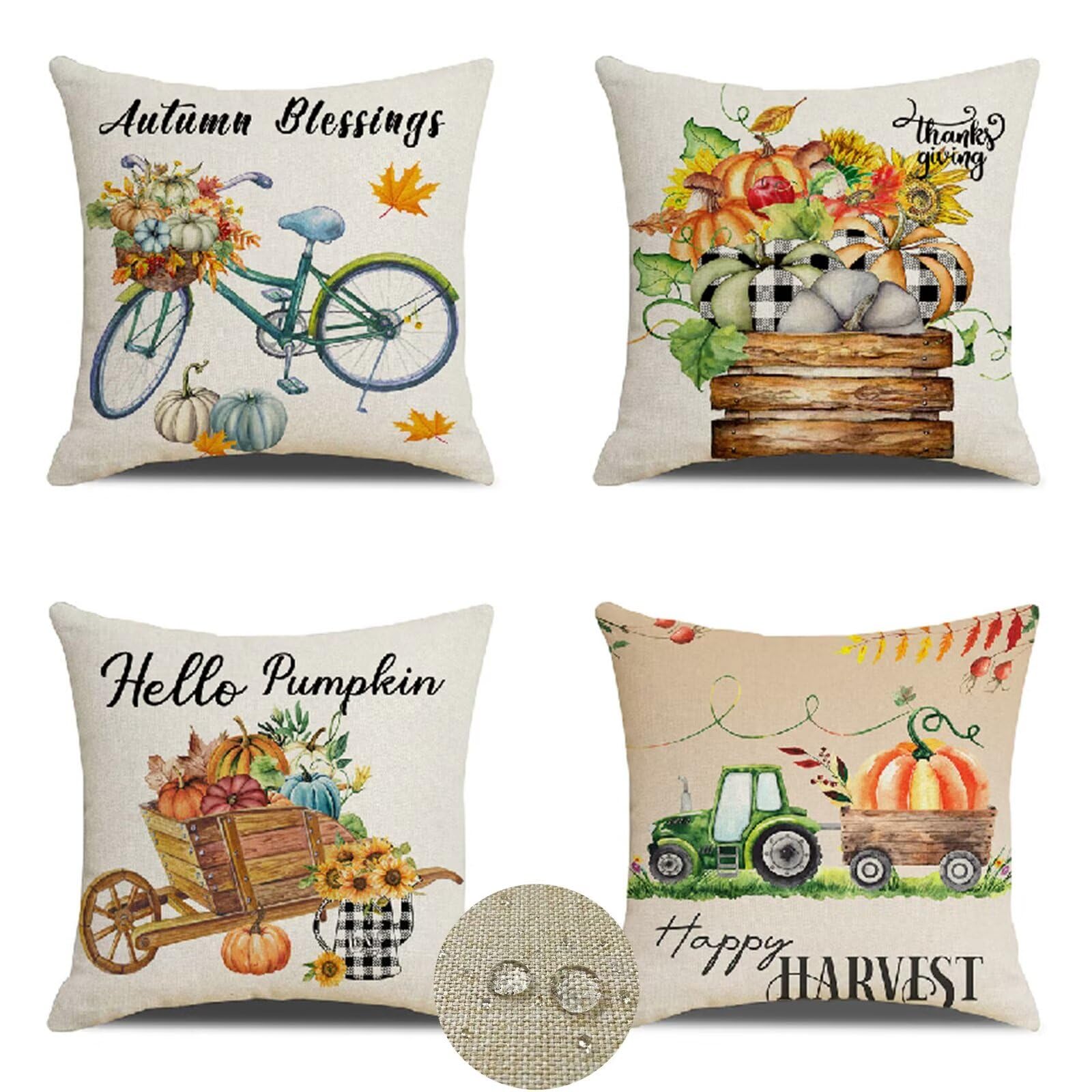 Federe Cuscini Divano 60x60cm Set di 4 Cuscini per Divano in Lino Cuscini da Esterno,Quadrato Doppio Lato Estate Impermeabili Biciclette Cuscini Decorativi,per Divano Soggiorno Sedia Letto Beige OW238