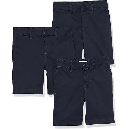 Amazon Essentials Boys and Toddlers' Uniform Woven Flat-Front Shorts, Multipacks