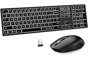 Wireless Keyboard and Mouse Combo with Backlit, Rechargeable and Silent Keys