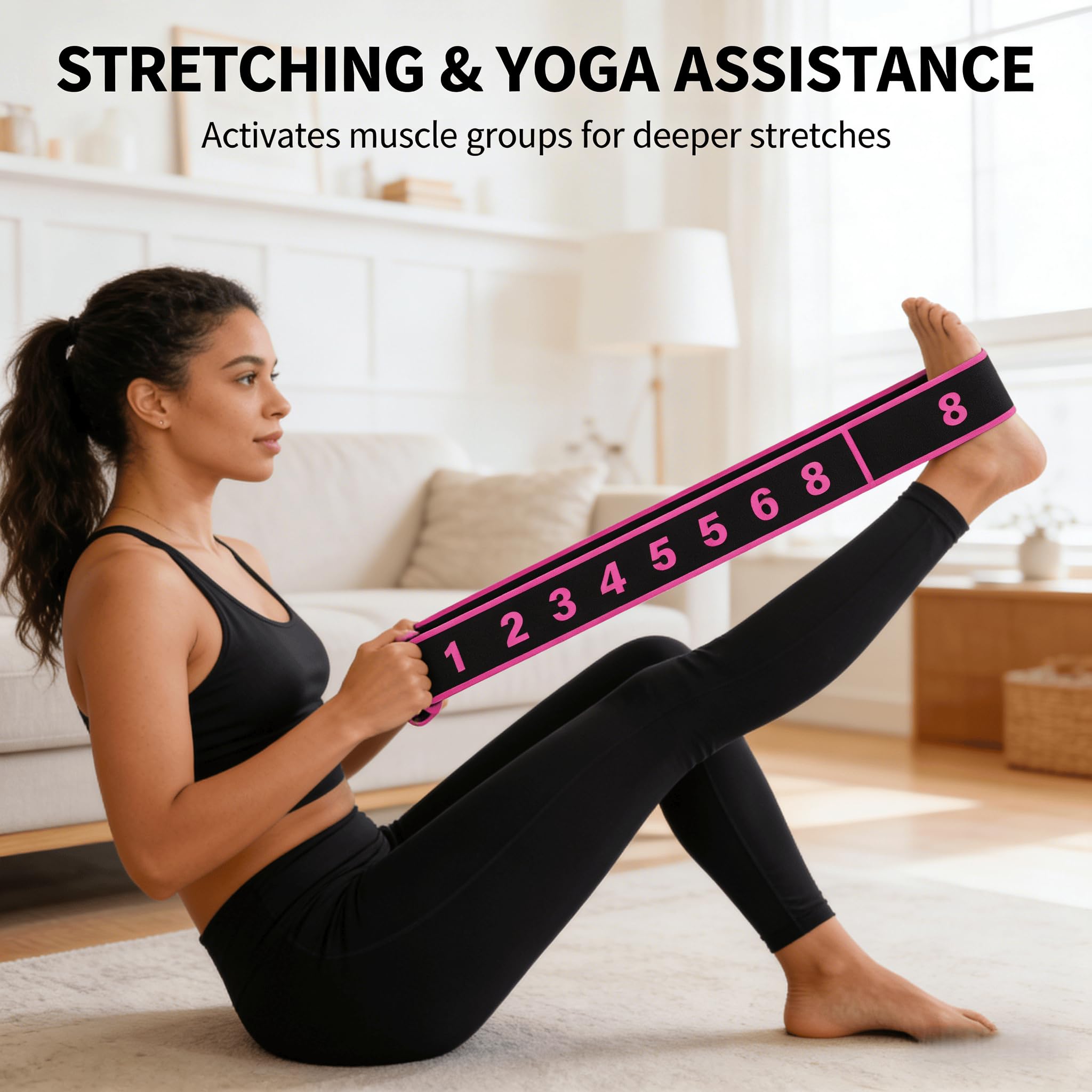 Bandas de resistencia de fitness para estiramiento y entrenamiento de fuerza, bandas elásticas de ejercicio de 8 niveles, equipo de entrenamiento de cuerpo completo para gimnasio en casa