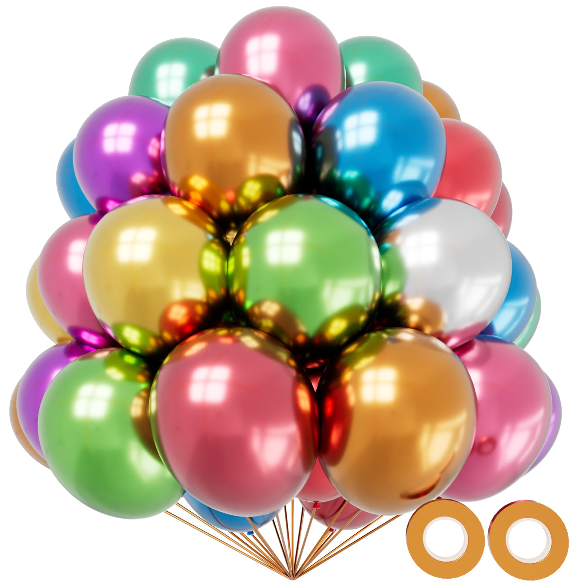 KAWKALSH Metallic Colorful Balloon 12 Inch, 110pcs Latex Party Balloons Helium Bright Color for Birthday Baby Shower Wedding Party Supplies Arch