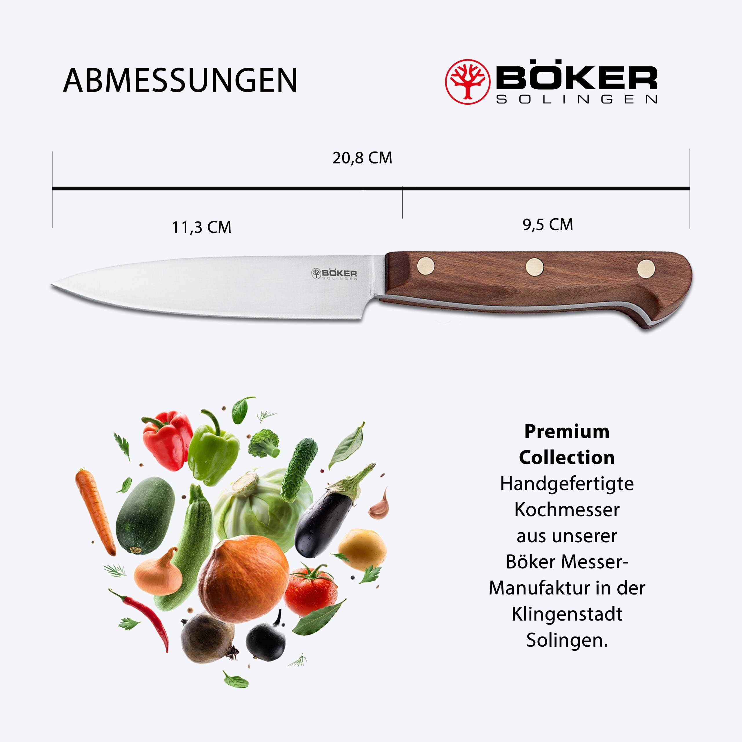 BÖKER SOLINGEN® Cottage-Craft - Profi Spickmesser handgemacht - Officemesser mit Holzgriff - scharfes Allzweckmesser - Garniermesser in Geschenkbox