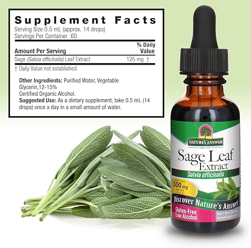 Miniatura 4 de Nature 's Respuesta Sage Leaf con orgánico Alcohol, 1-Fluid onza