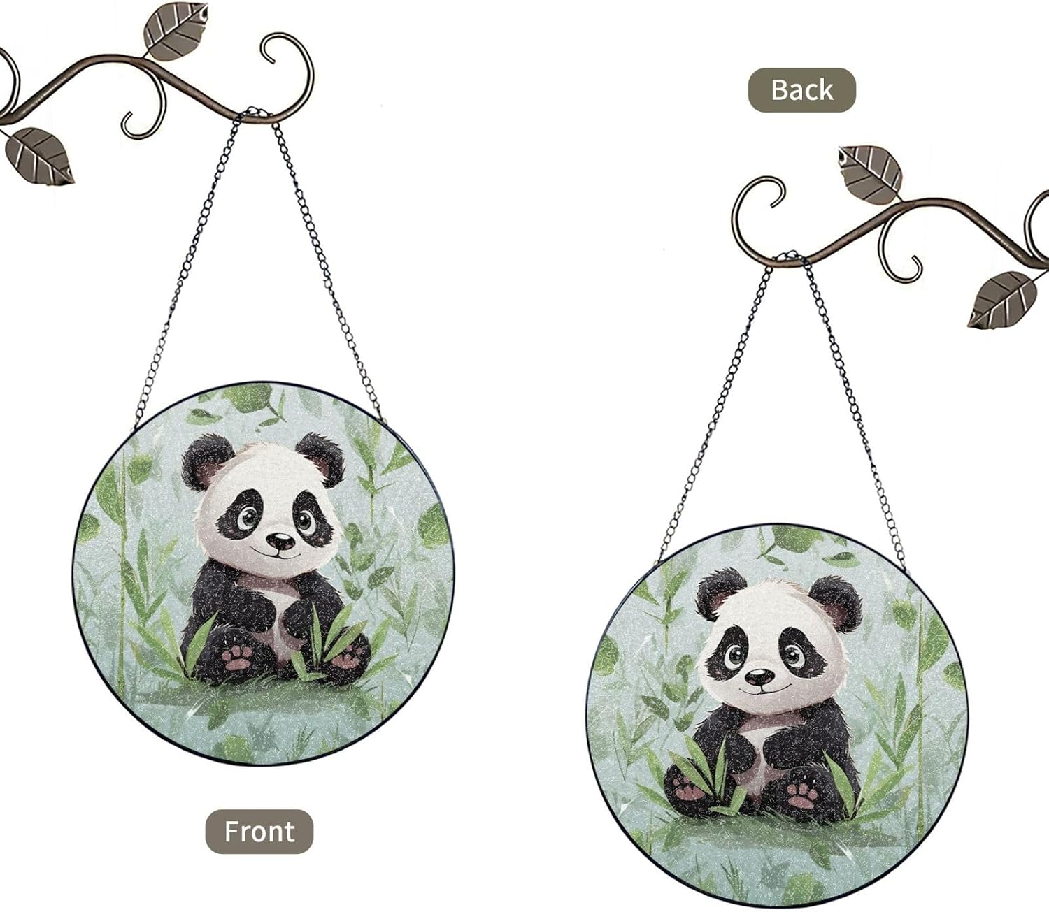 Stained Glass Window Hanging 6in（15cm）, Cute Animals Glass Suncatcher for Home Decor, Indoor Wall Art Glass Panel with Metal Chain and Hooks, Sun Catcher Ornament Birthday Gifts
