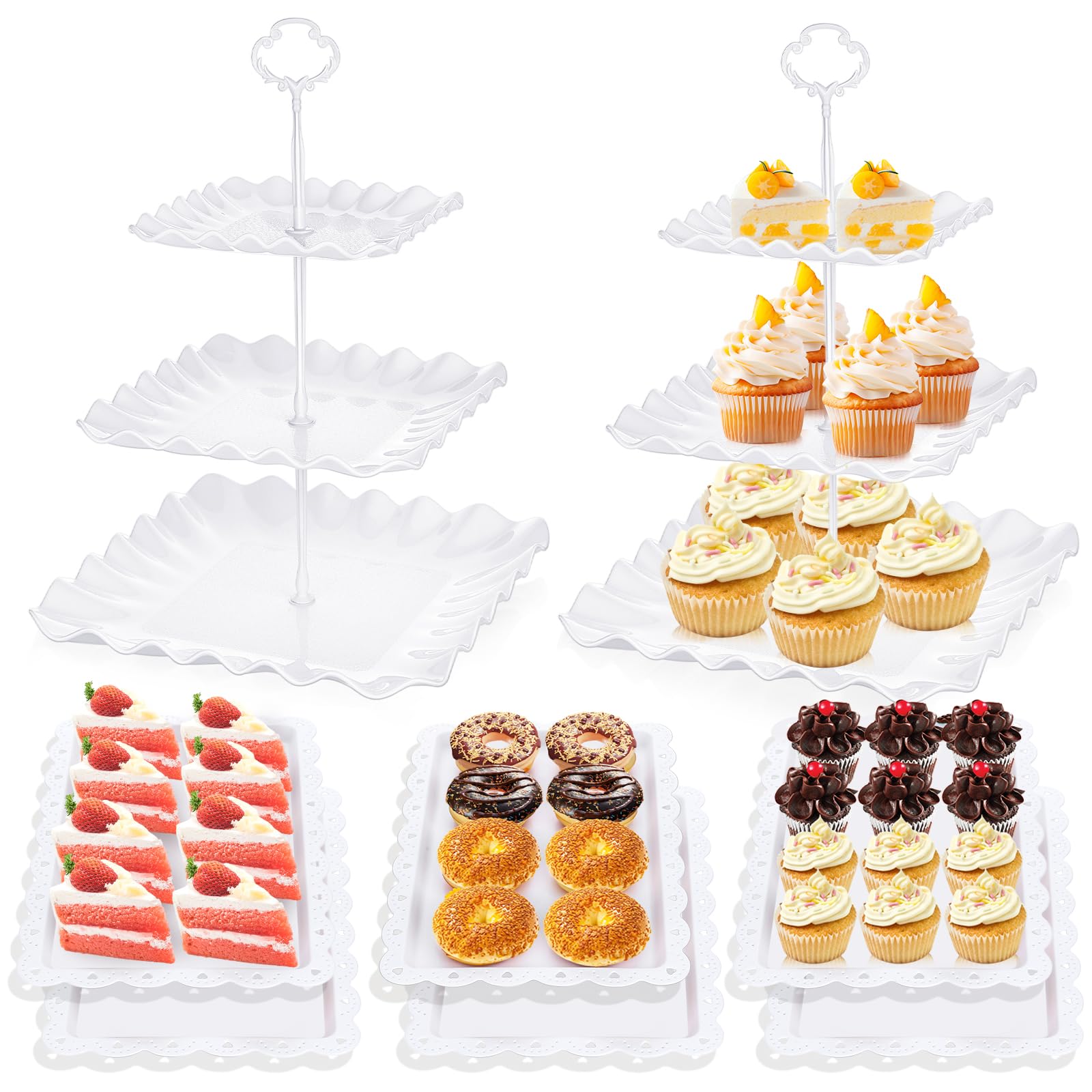20 Pack Dessert Table Display Set 8 Pcs 3 Tiered Cupcake