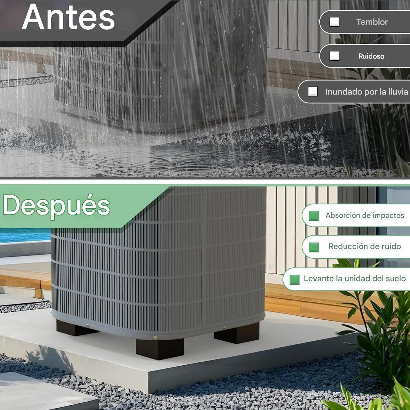 Almohadillas Antivibración - Almohadillas de Goma para Aislamiento de | Compresor de Aire | 4 Unidades Absorbente Antigolpes Antideslizante para Máquina de Suelo Condensadora Secadora Compres