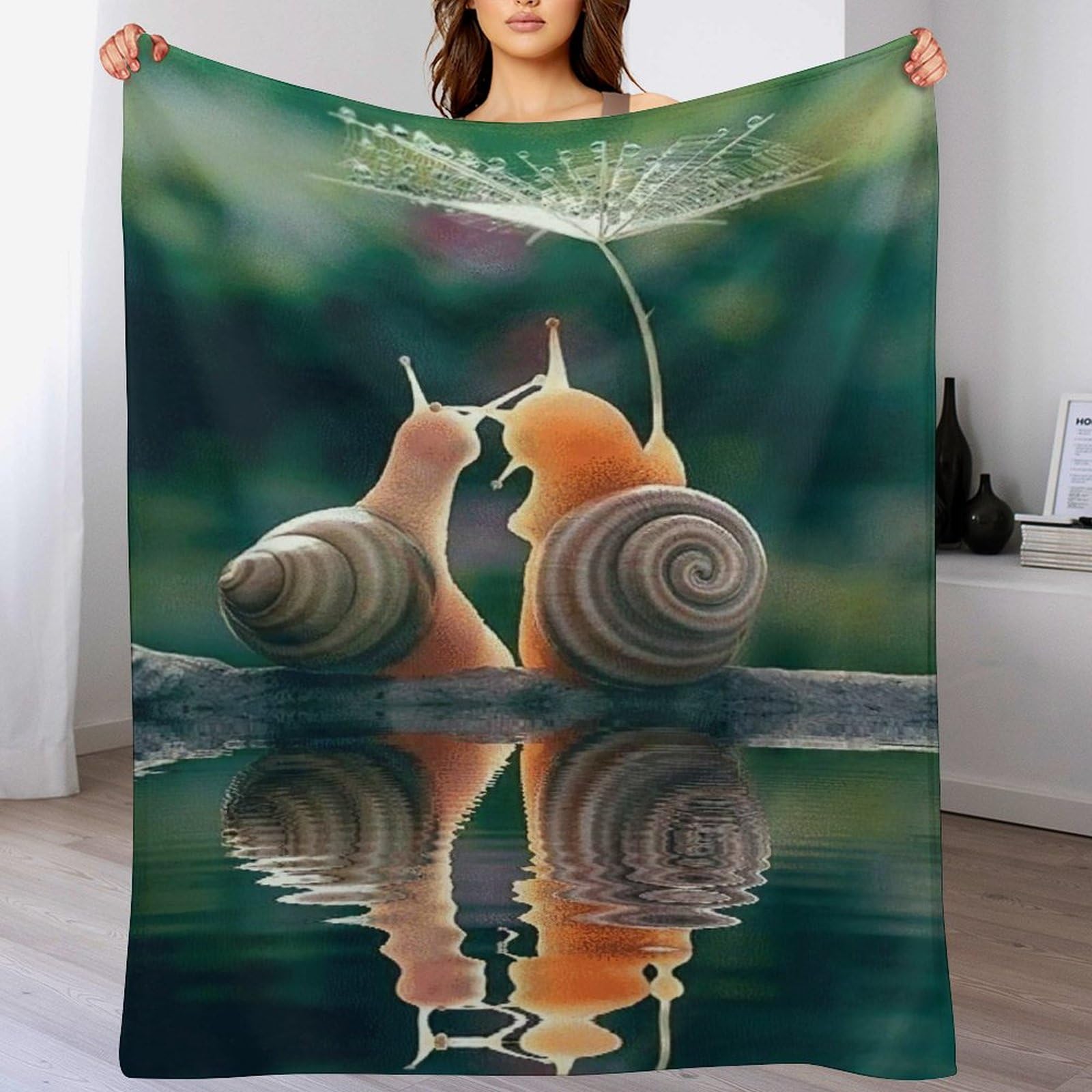 Manta de forro polar para sofá con diseño de caracoles ideal para leer en invierno