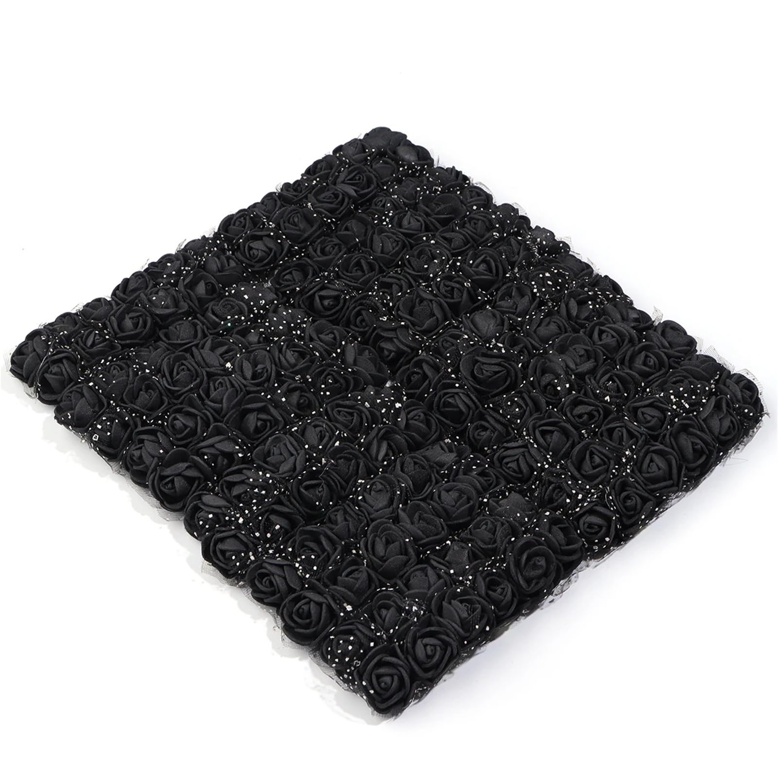 LOVSSU Fabric Flowers 144pcs 1.7cm Mini Lace PE Rose Foam Flower Heads Bouquet For Wedding Home Decoration Scrapbooking DIY Wreath Artificia Flowers ﻿(Black)