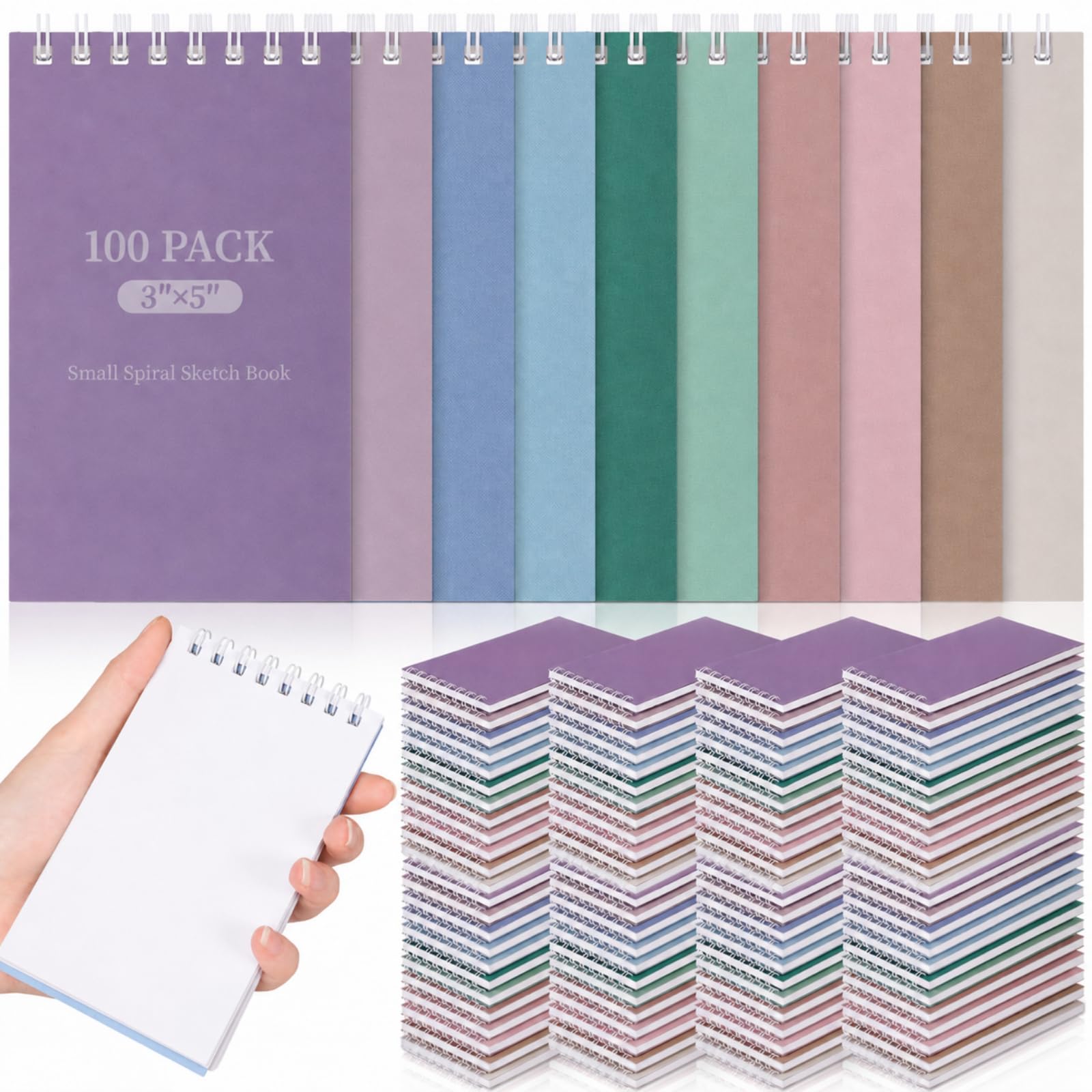 Watersay Paquete de 100 cuadernos de bolsillo en blanco de 3 x 5 pulgadas