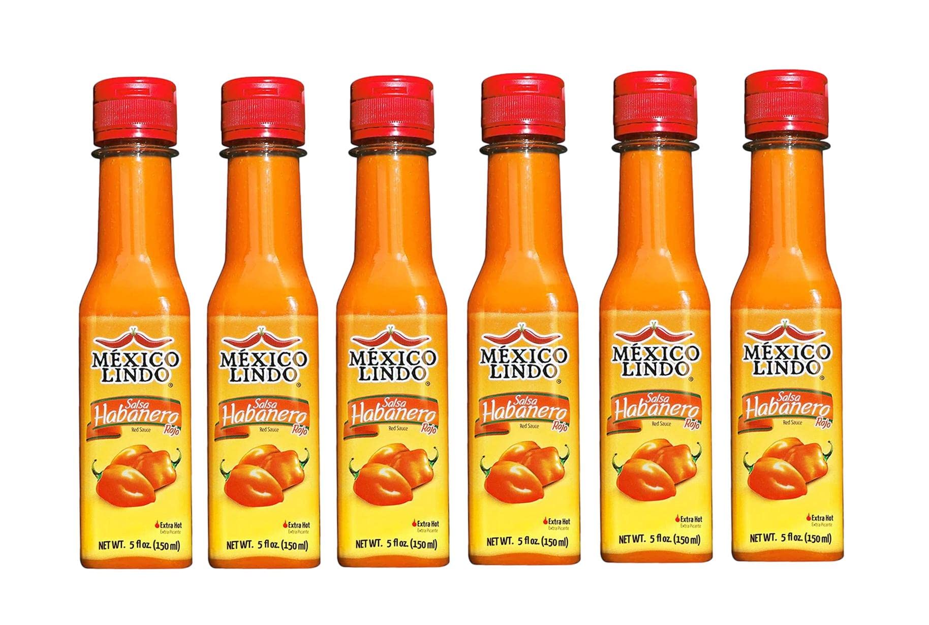 Mexico Lindo Salsas Castillo Red Habanera Extra Hot 6 Bottles 5 fl.oz (150ml)