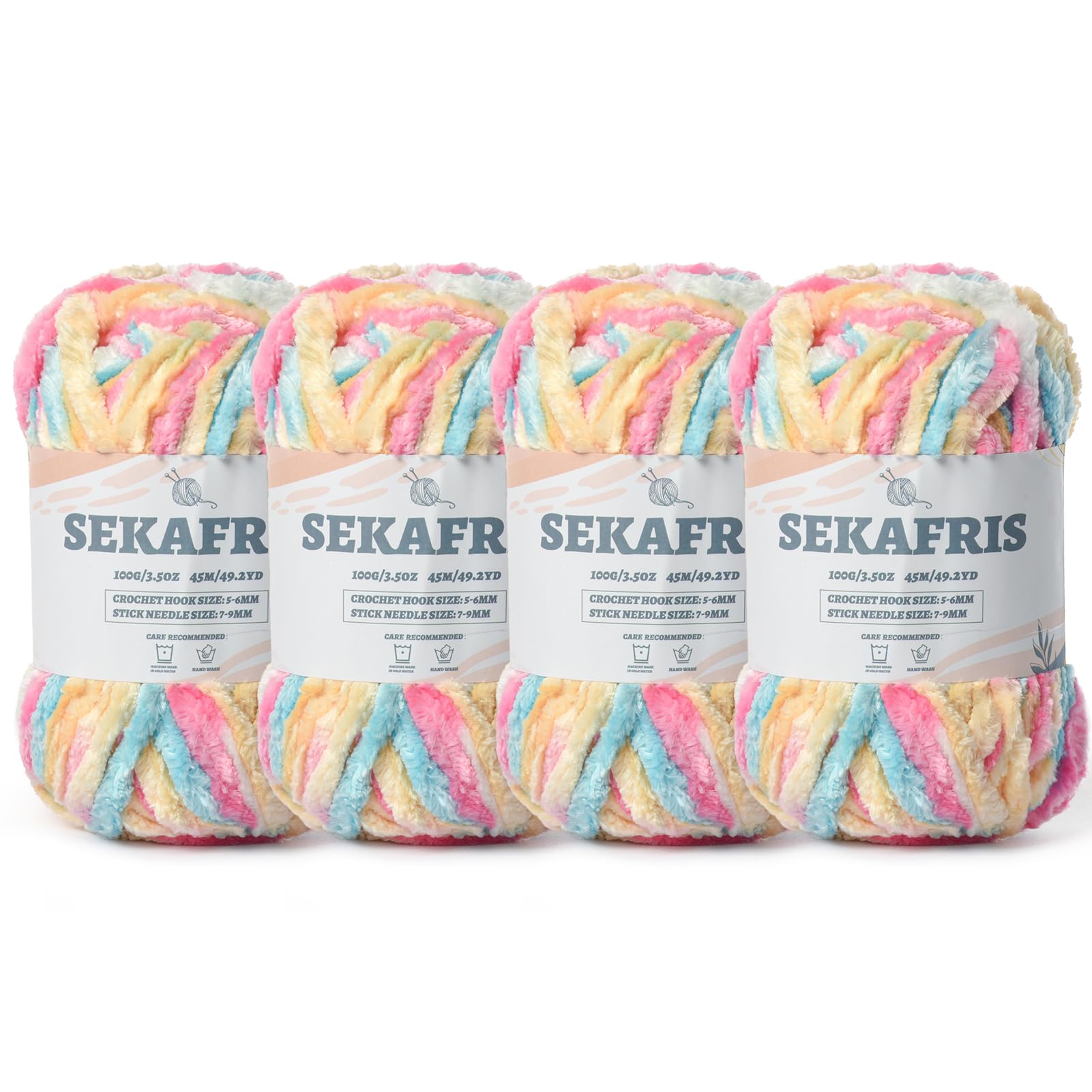 Chenille Velvet Soft Yarn Candy 4 Pack
