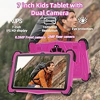 Vista 3 de Tableta para niños de 7 pulgadas Android 15, tableta para niños con 10 GB de RAM 64 GB ROM Bluetooth IPS pantalla de control parental doble cámara a