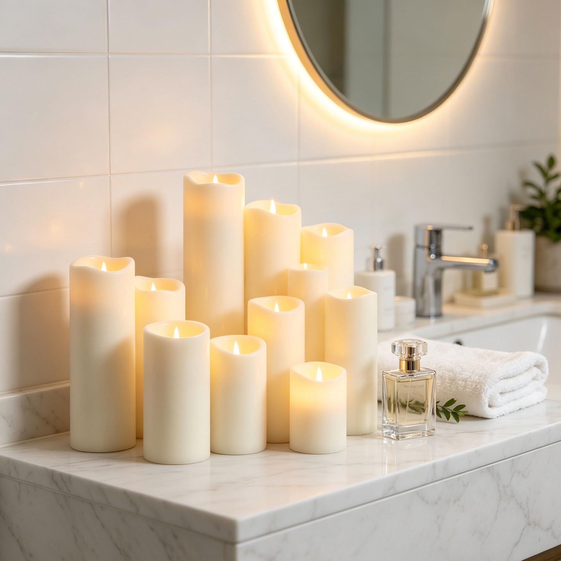 Da by świece LED, zestaw świec na baterie 9 (1 – wys. 22 cm, 1 – wys. 20 cm, 1 – wys. 18 cm, 2 – wys. 16 cm, 2 – wys. 14 cm, 2 – wys. 13 cm) świeca woskowa z pilotem zdalnego sterowania (baterie nie wchodzą w zakres dostawy)