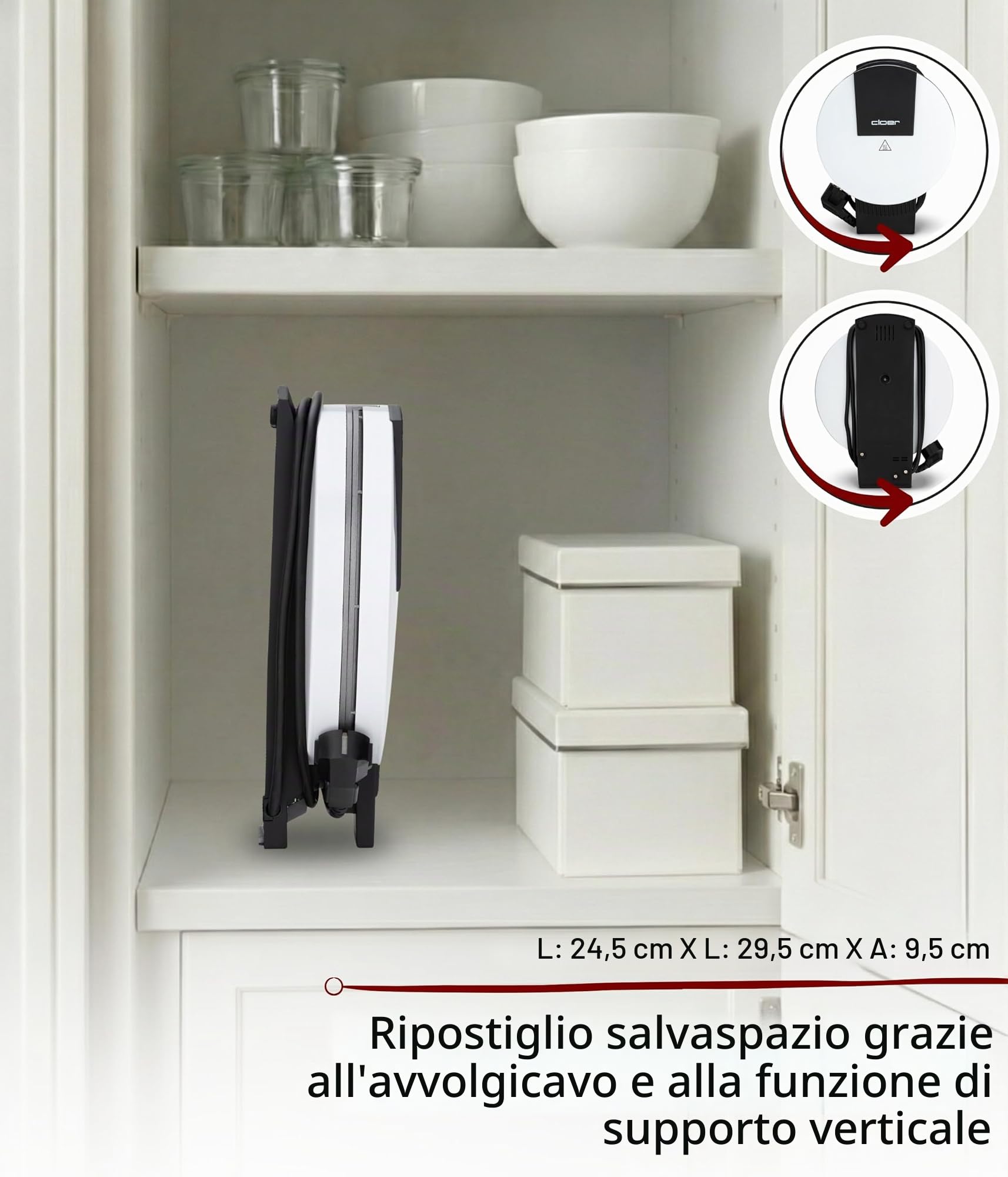 Cloer 120 Piastra per Waffle, per la classica cialda a forma di cuore in dimensione XXL, dimensione di cialda 19,5 cm, 1200 W, spia di cottura, corpo in metallo verniciato bianco