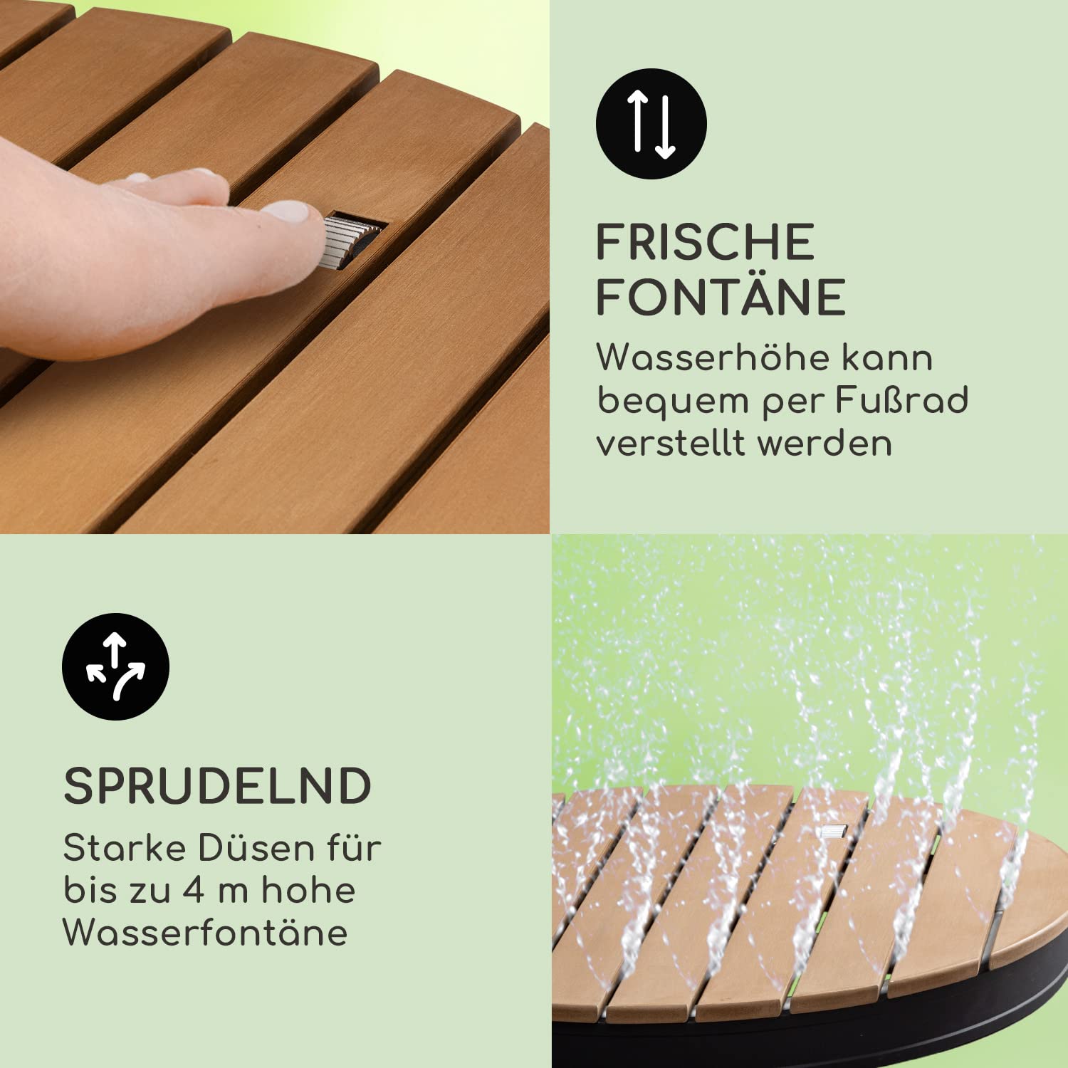 blumfeldt Mobile Gartendusche, Aussendusche für den Garten, Bodendusche mit 4m Fontänenhöhe, Boden-Gartendusche mit Holz-Optik für Pool & Sauna, Außendusche Wasserdicht, Frost- & UV-Beständig