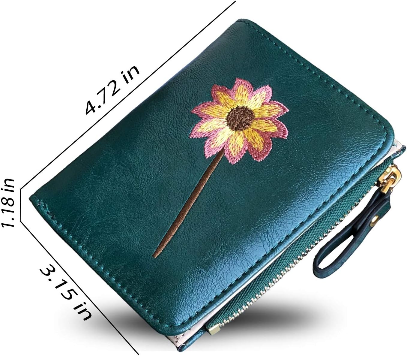 AOXONEL Girls Wallet Small Bifold Womens Wallets Rfid,Compact Female Cute Mini Zipper Coin Card Purse for Teen Girl Kids (Green) - Image 6